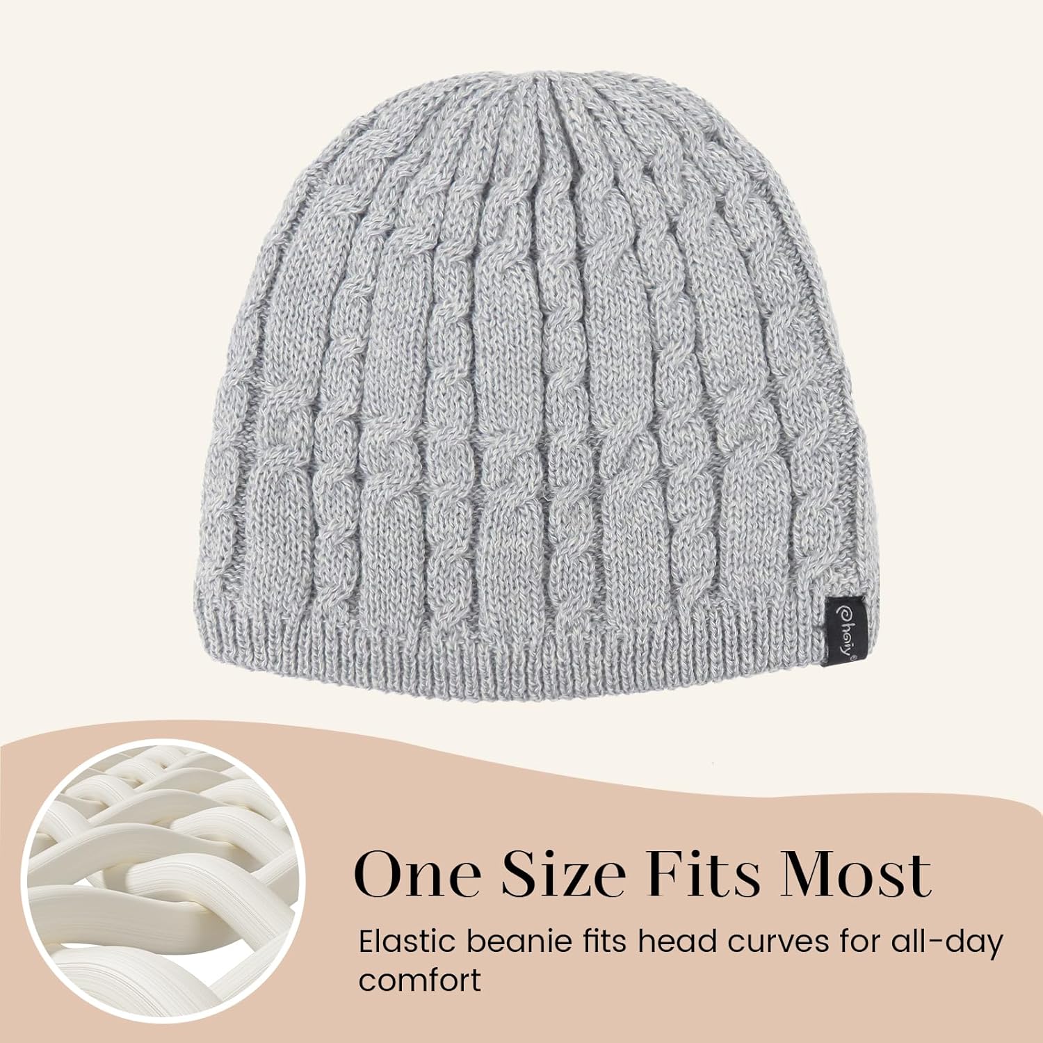 Winter Beanie Hat for Women Men Thick Cable Knit Beanie Velvet Fleece Lined Skull Cap Cuff Beanie - Image 4