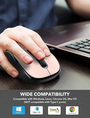 Miniatura 6 de Trueque Mouse inalámbrico para laptop, mouse ergonómico de computadora de 2.4 GHz con botones hacia atrás y hacia adelante, 3 niveles de DPI