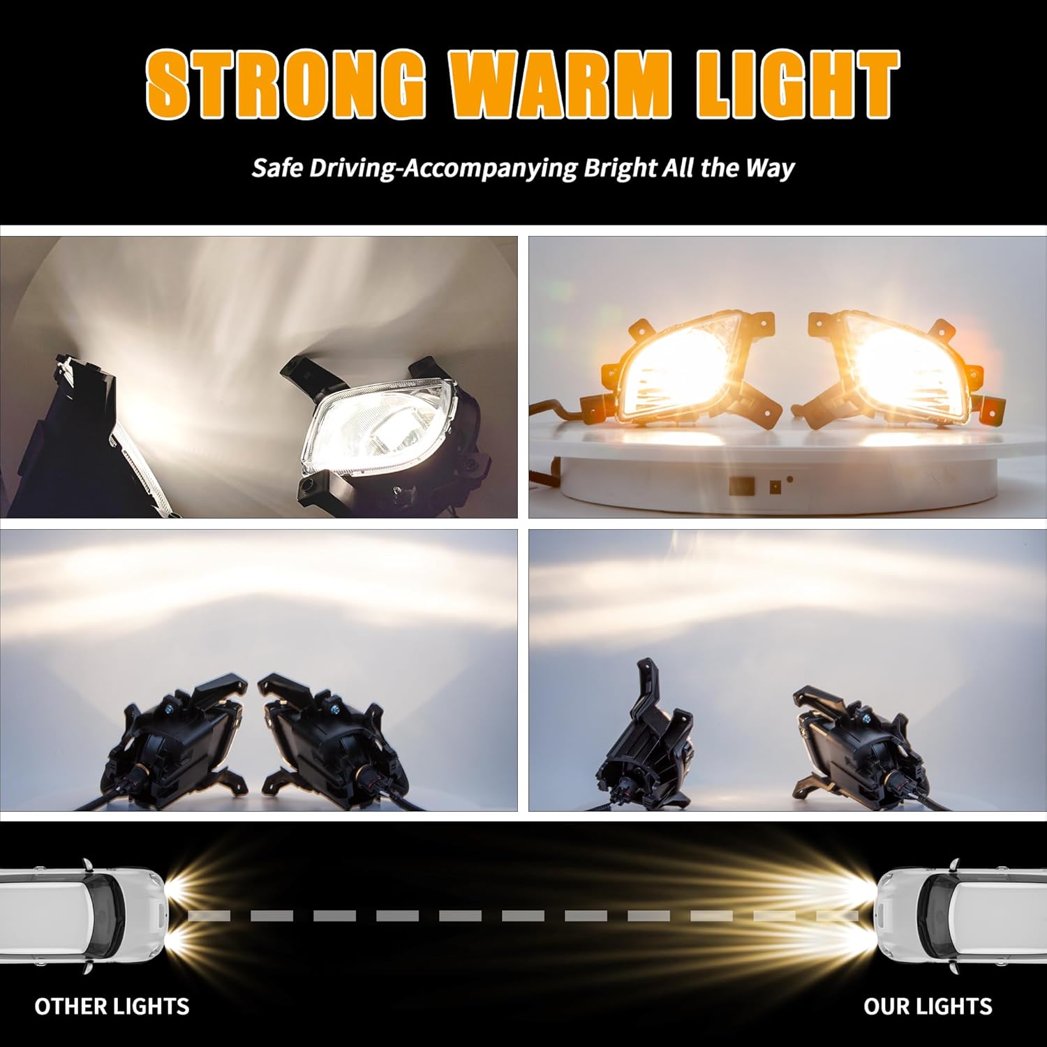 Fog Lights fit for 2010-2013 Hyundai Tucson Replacement Assembly Fog Lamps Kit with Halogen Bulbs Wiring Harness Switch Clear Lens Driver & Passenger Side