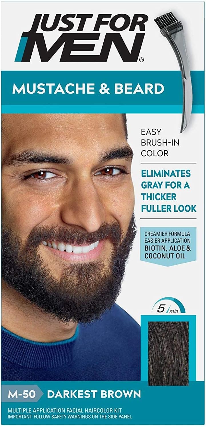 Just For Men Mustache & Beard #M-50 Darkest Brown Color Gel (Pack of 2)
