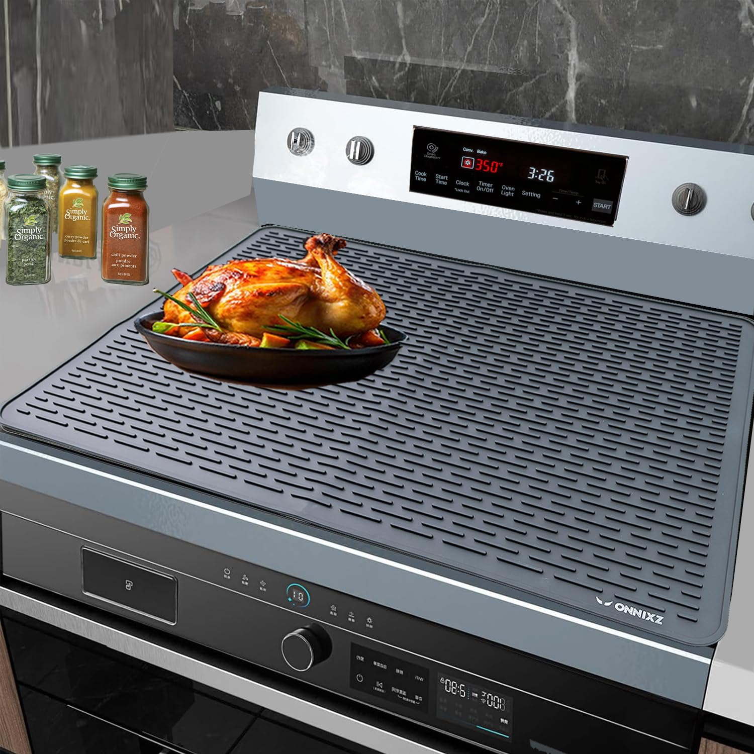 Cubiertas para estufas eléctricas de 28 x 20 pulgadas, tapete de silicona premium para estufas de vidrio, vitrocerámica, cocinas de RV, tapetes para secar platos XL para encimeras.