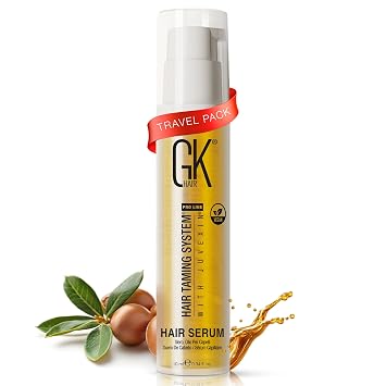 GK HAIR Oil Travel size -Argan oil For Frizz Control Upto 72 hours- Adds Shine and Smooths Split Ends- Paraben, Phthalate and Sulfate Free Daily Hair Care 0.34 oz
