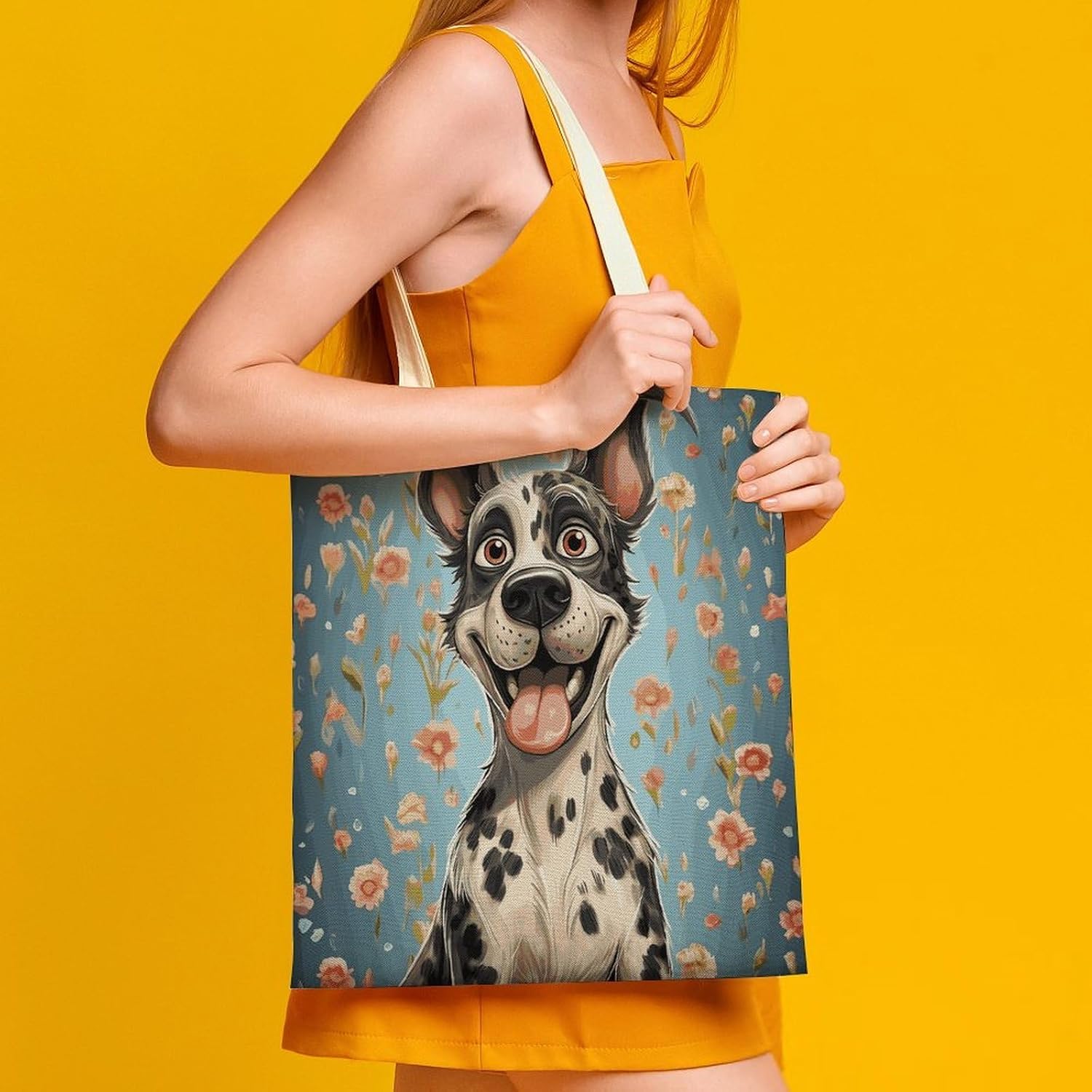 Fun Dogs Canvas Tote Bag Reusable Grocery Bag image 3