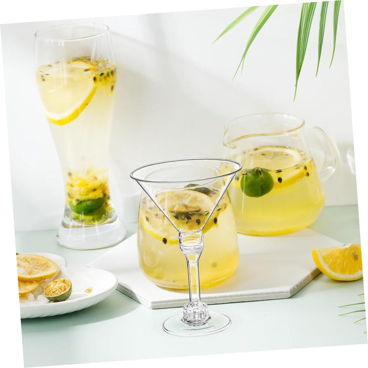 Kichvoe 10pcs Clear Plastic Martini Cups Shatterproof Goblets for Parties Elegant Drinking Glasses for Cocktails Desserts and Celebrations