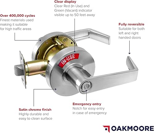 Miniatura 2 de Manija de puerta comercial  Cerradura de baño ocupada y comercial vacante para baños públicos y edificios industriales