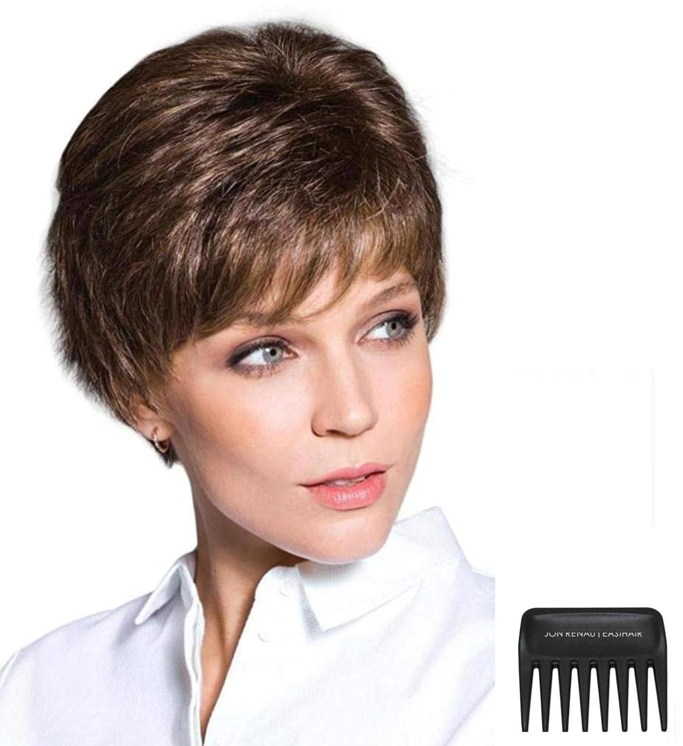 Bundle - 3 items: Zoe Wig by Rene Paris, Christy's Wigs Q & A Booklet & Wide Tooth Comb - Color: COFFEE LATTE