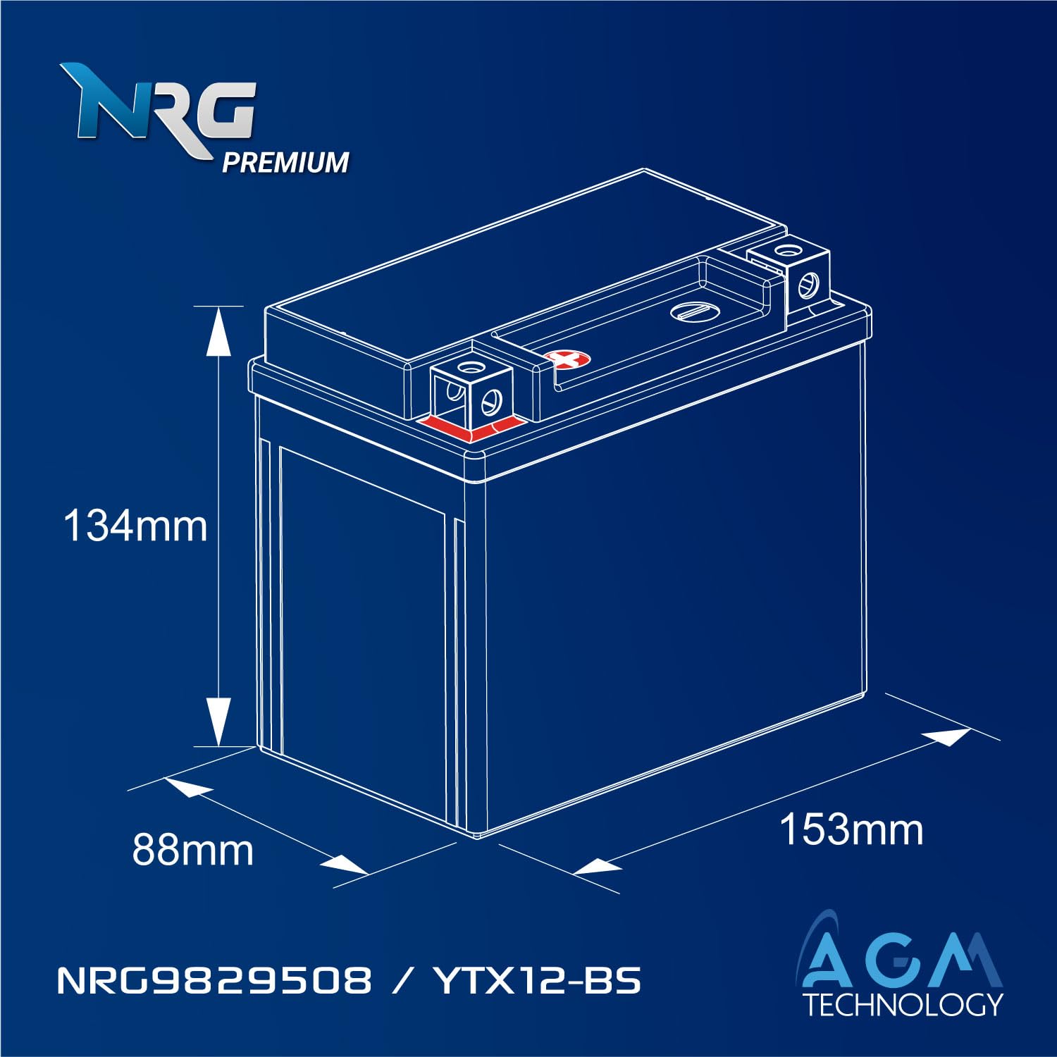NRG batterie auxiliaire 12V 10Ah AGM start stop A0009829508 EK131 AUX12