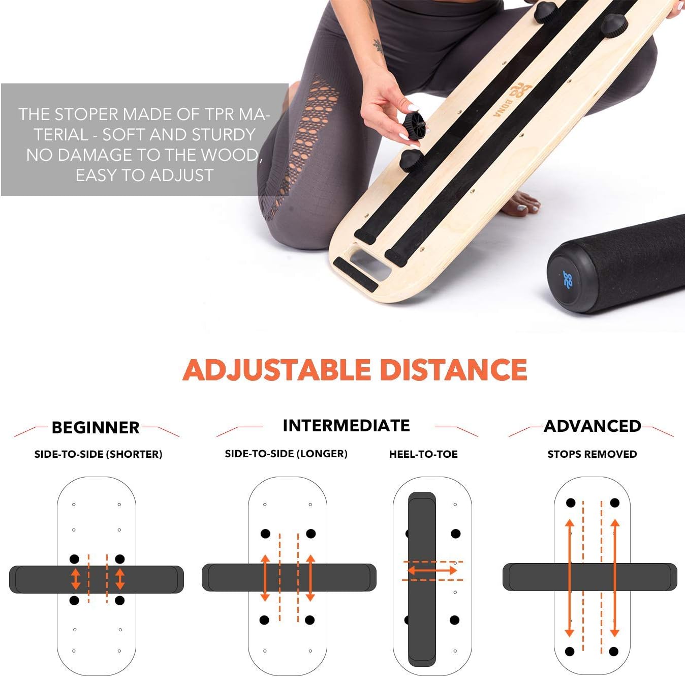 Balance Board Trainer Wooden for Fun, Challenging Fitness and Sports Training – 3 Different Distance Options 4, 12 and 21 inches : Sports & Outdoors