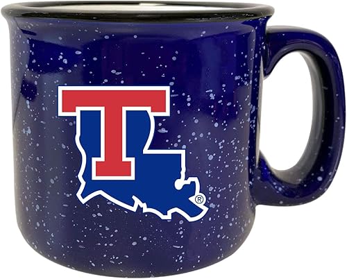 R and R Imports Louisiana Tech Bulldogs - Taza de café de cerámica moteada (azul marino) de 16 onzas, producto universitario con licencia oficial