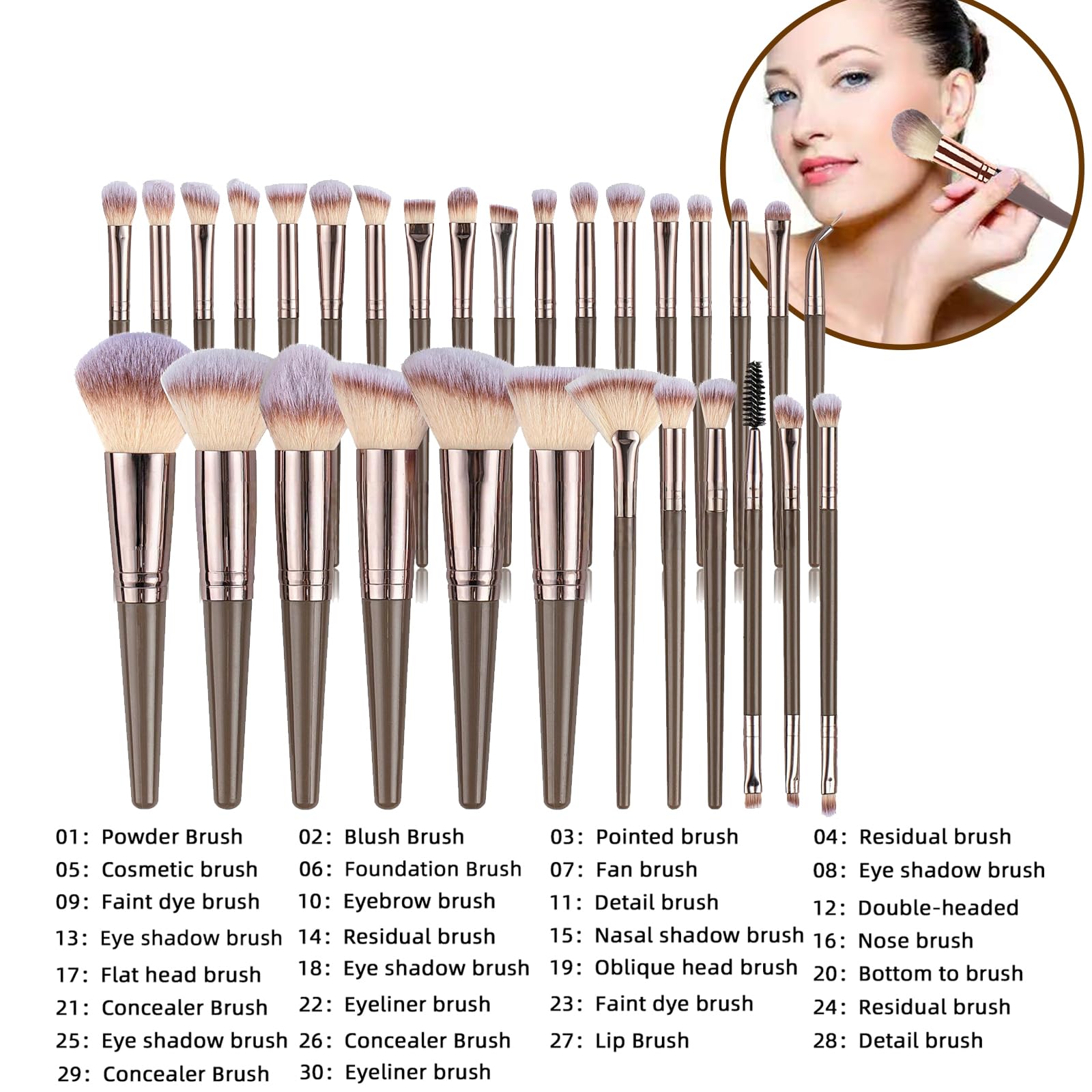 Brocha de Maquillaje Profesional Avanzada, 52 Piezas Juego de Brochas de Maquillaje Profesional Avanzado para Rostro y Ojos Blush Foundation Concealer Powder#1