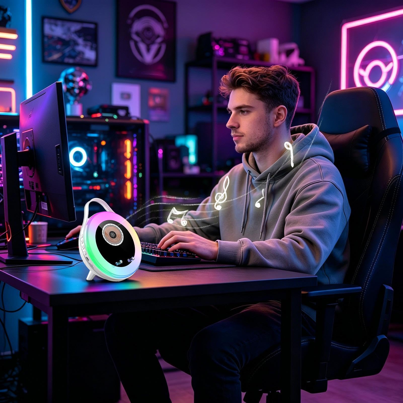 Cassa Wireless a Induzione Supporto Cellulare con Sensore RGB e Audio | Caricabatterie Wireless con Altoparlante per Telefono per Appartamento Comodino Casa Soggiorno Camera da