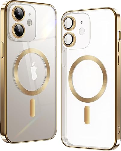 Matallic - Funda transparente brillante para iPhone 11, compatible con Magsafe con protección completa de la cámara chapada fuerte atracción