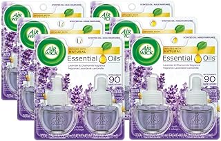 Air Wick plug in Scented Oil 12 Refills, Lavender & Chamomile, (6x2x0.67oz), Essential Oils, Air Freshener