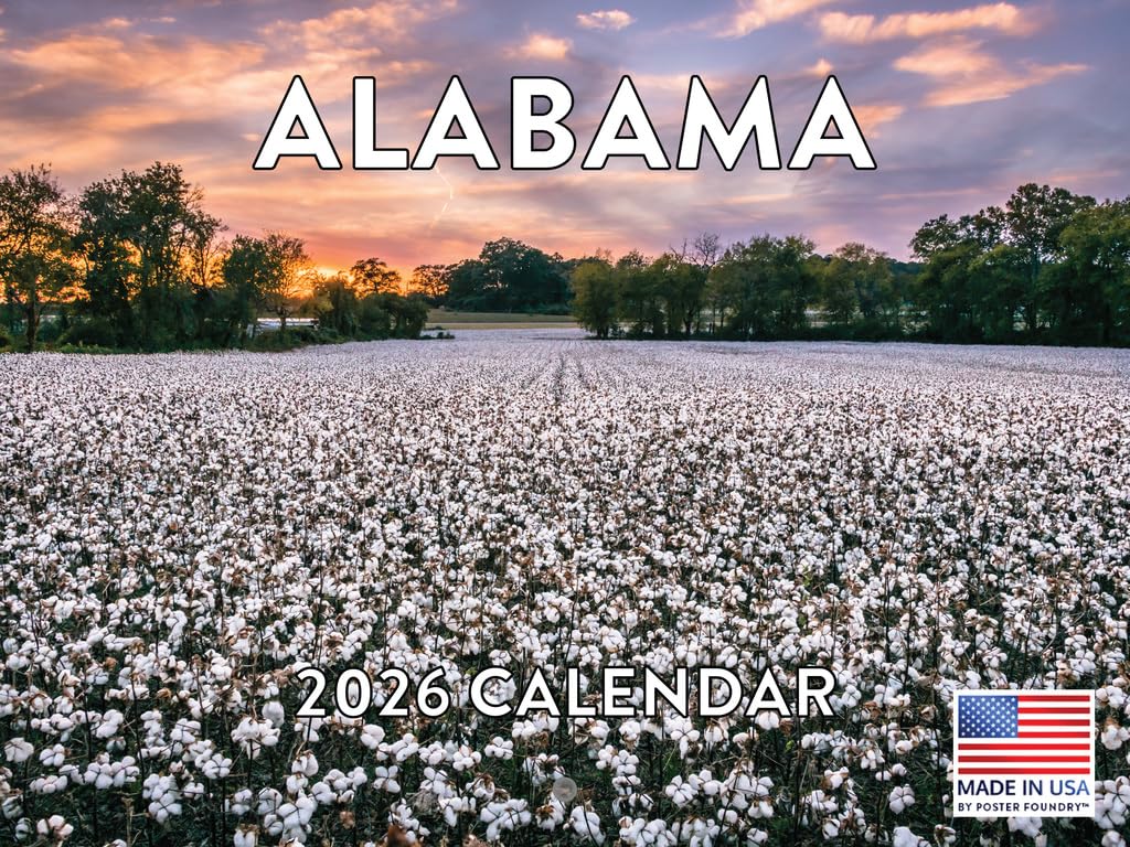 Alabama Calendar 2026 Monthly Wall Calender 12 Month | American Made In The USA — image 1