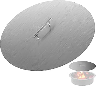 VEVOR Fire Pit Lid 20 Inch Round Fire Ring Lid Cover 1.5mm Thick 430 Stainless Steel Burner Pan Cover for Patio Fire Pit Pan
