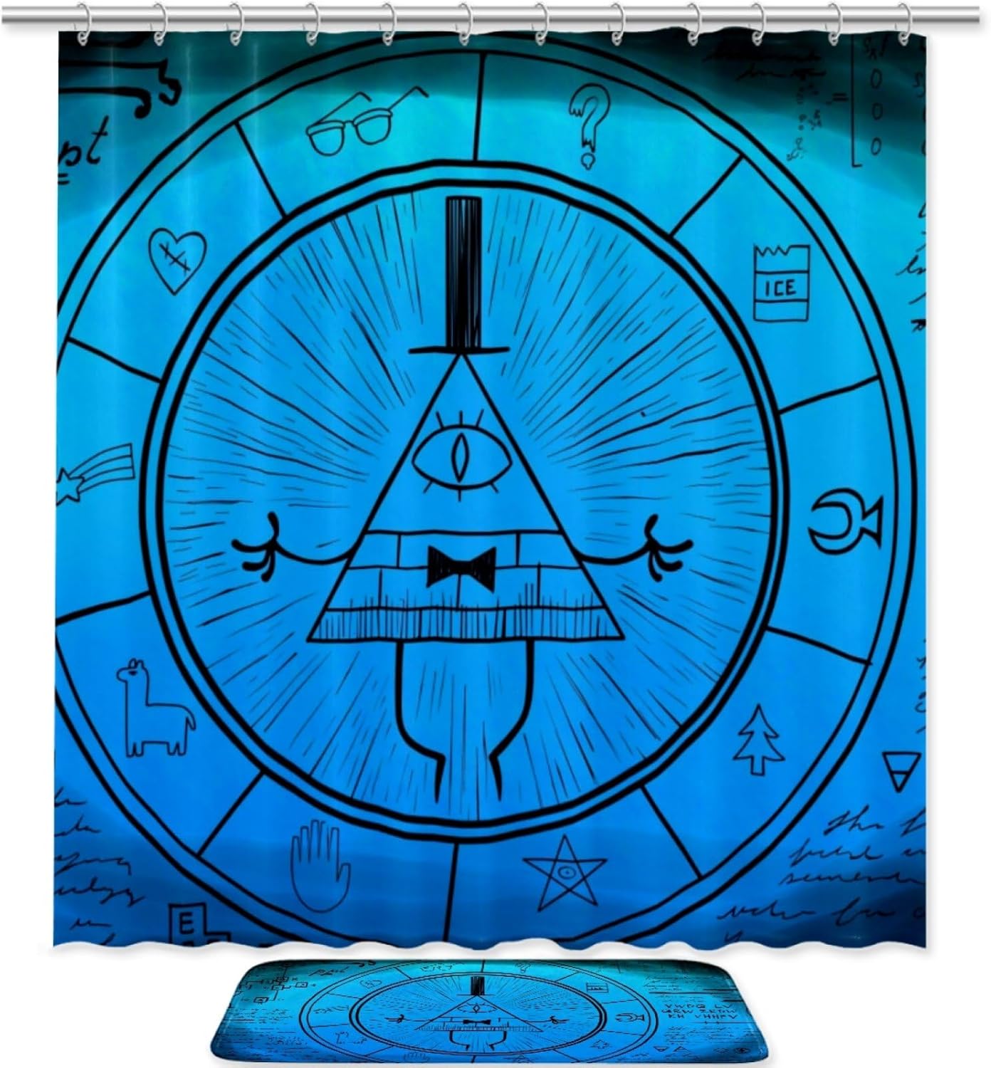 Bill Cipher Wheel Shower Curtain Sets, Shower Curtains for Bathroom, Waterproof Fabric Shower Curtain 71x71 inch with Hooks