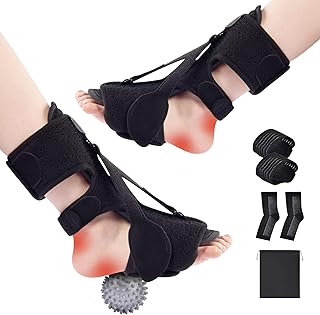 2 Pack Plantar Fasciitis Night Splint,Upgraded Plantar Fasciitis Brace with Soft Memory Foam Pad,3 Adjustable Straps Relief Achilles Tendonitis with Plantar Fasciitis Socks for Women Men