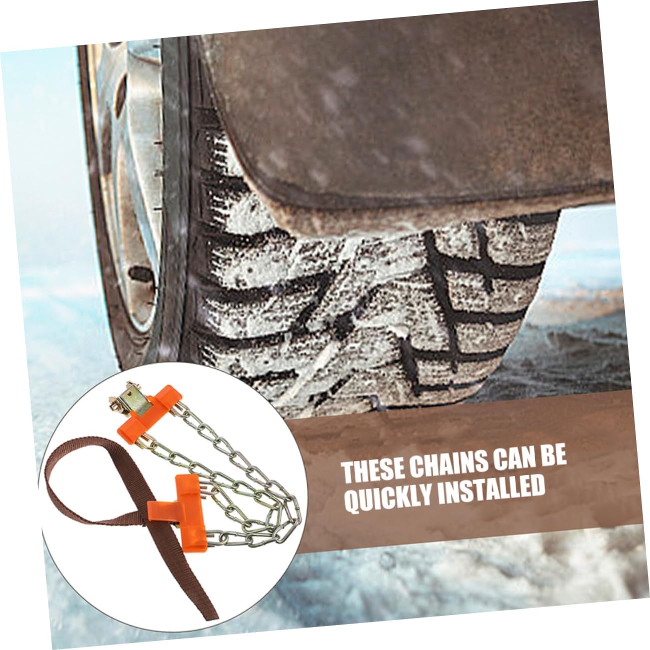 ULTECHNOVO Skid Snow Chains for Cars Durable Winter Wheel Chains with Quick Installation for Small Cars and Suvs Reliable Traction for Emergency Winter Driving