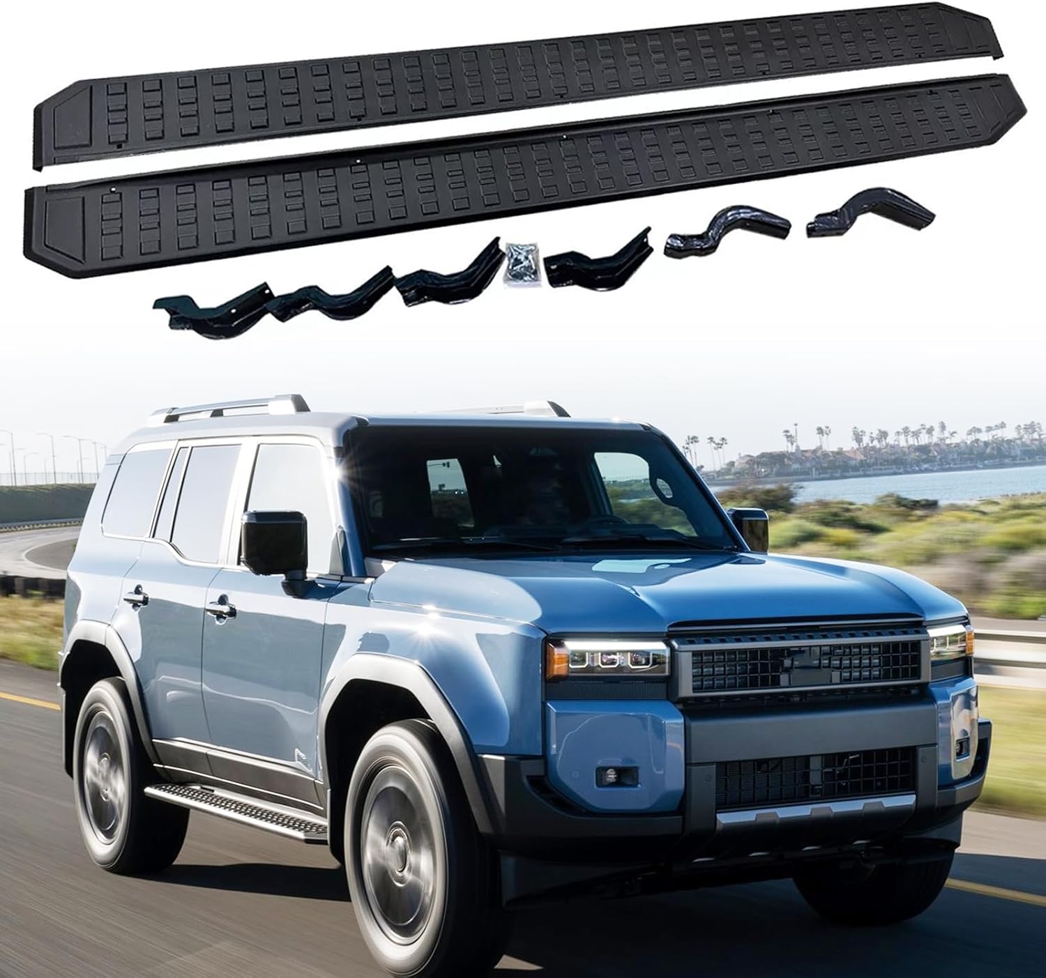 Running Board Side Step Pedal Nerf Bar Fits for Land Cruiser Prado J250 LC250 2024 2025 2026 2Pcs Fixed Side Bar with Brackets