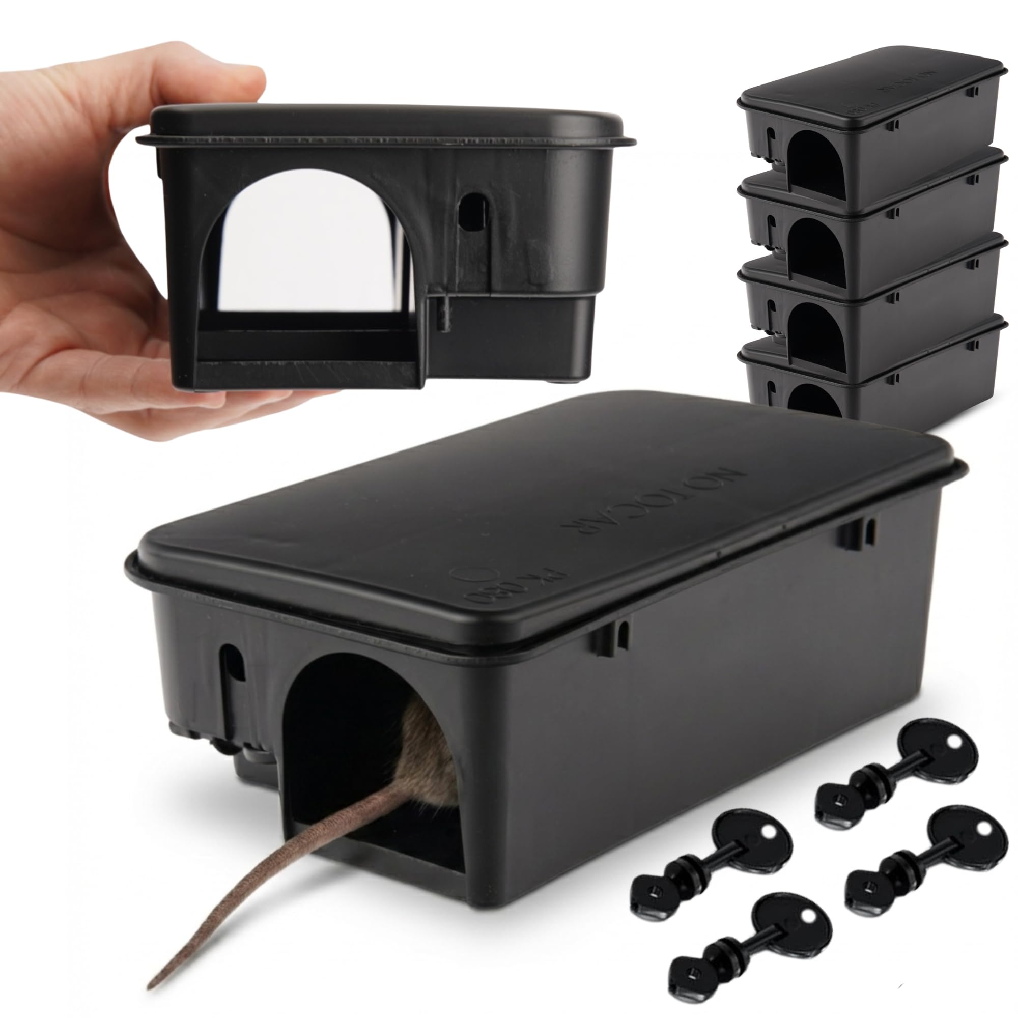 DETRAPS Portacebos para Ratas con Llave de Seguridad – Pack de 4