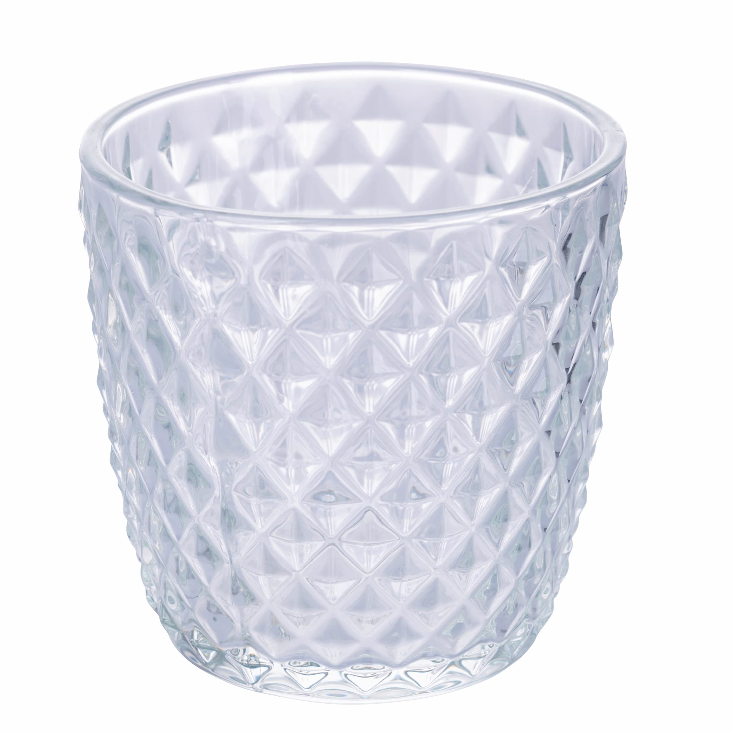 Villa d'Este Home Tivoli Set 6 bicchieri 380 ml in vetro, superficie lavorata a rilievo, Geometrie Clear (Confezione da 2)