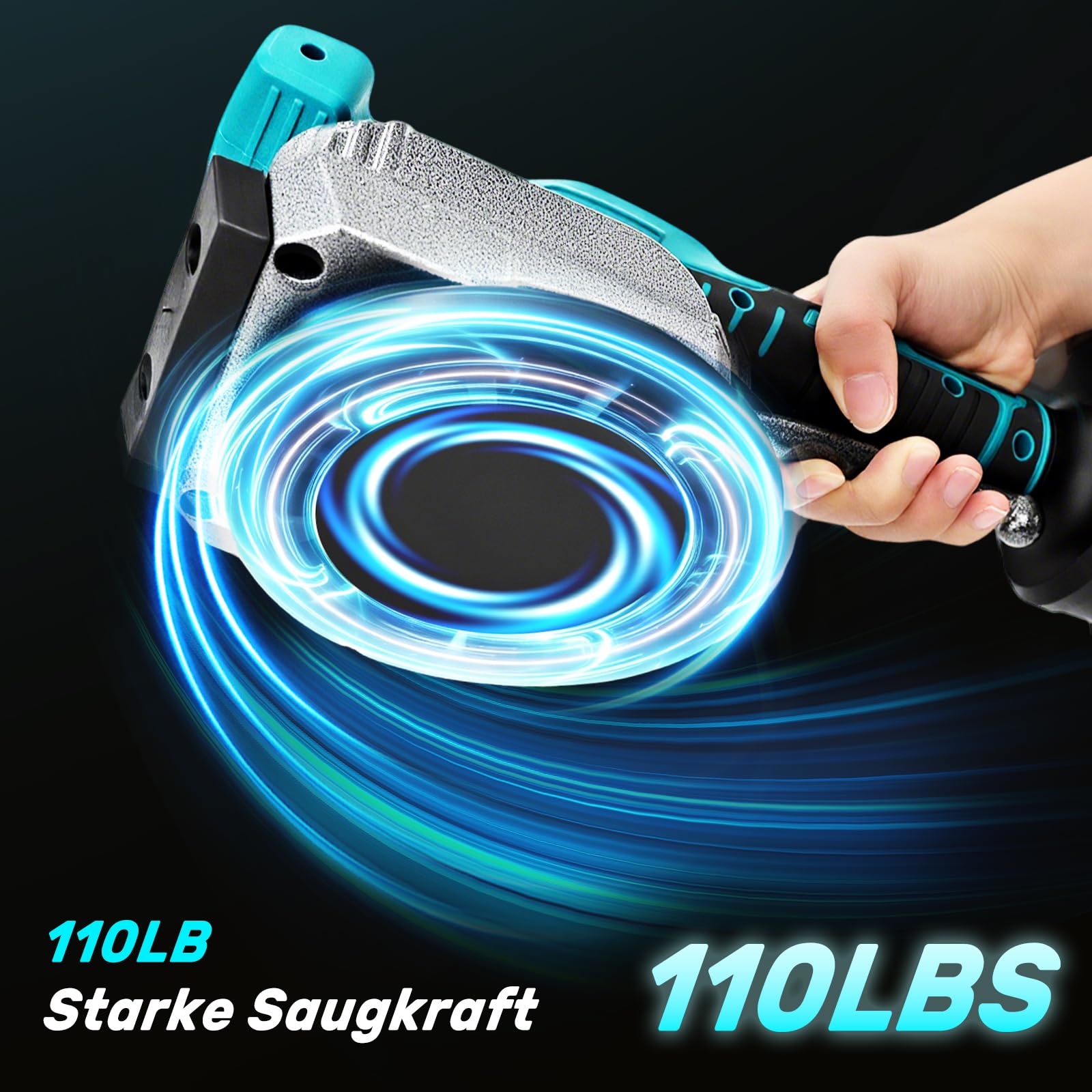 YEARTOP 2-in-1 Fliesenrüttler Akku 125mm Saugnapf Kompatibel mit Makita 18V | Fliesen Vibrationsgerät für Fliesen/Marmor/Holz/ Gipsplatte, Max 12000 RPM 5 Gänge, 110LBS Saugheber mit 2x 2.0Ah Akkus