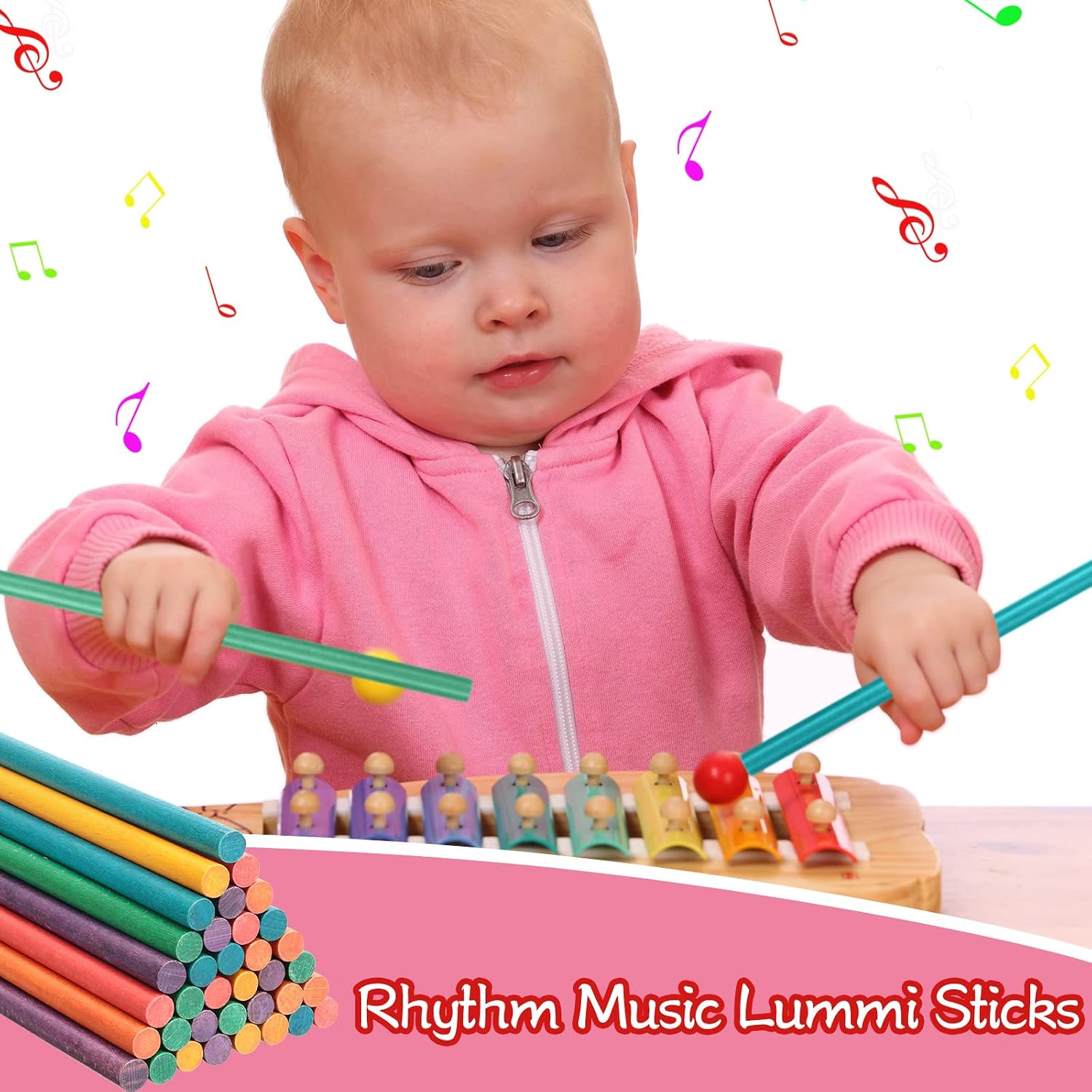 Yulejo 60 Pack Rhythm Music Sticks Wood Classroom Music Rhythm Sticks Colorful Wood Sticks Percussion Instruments, 12 x 1/2 Inch, 6 Colors