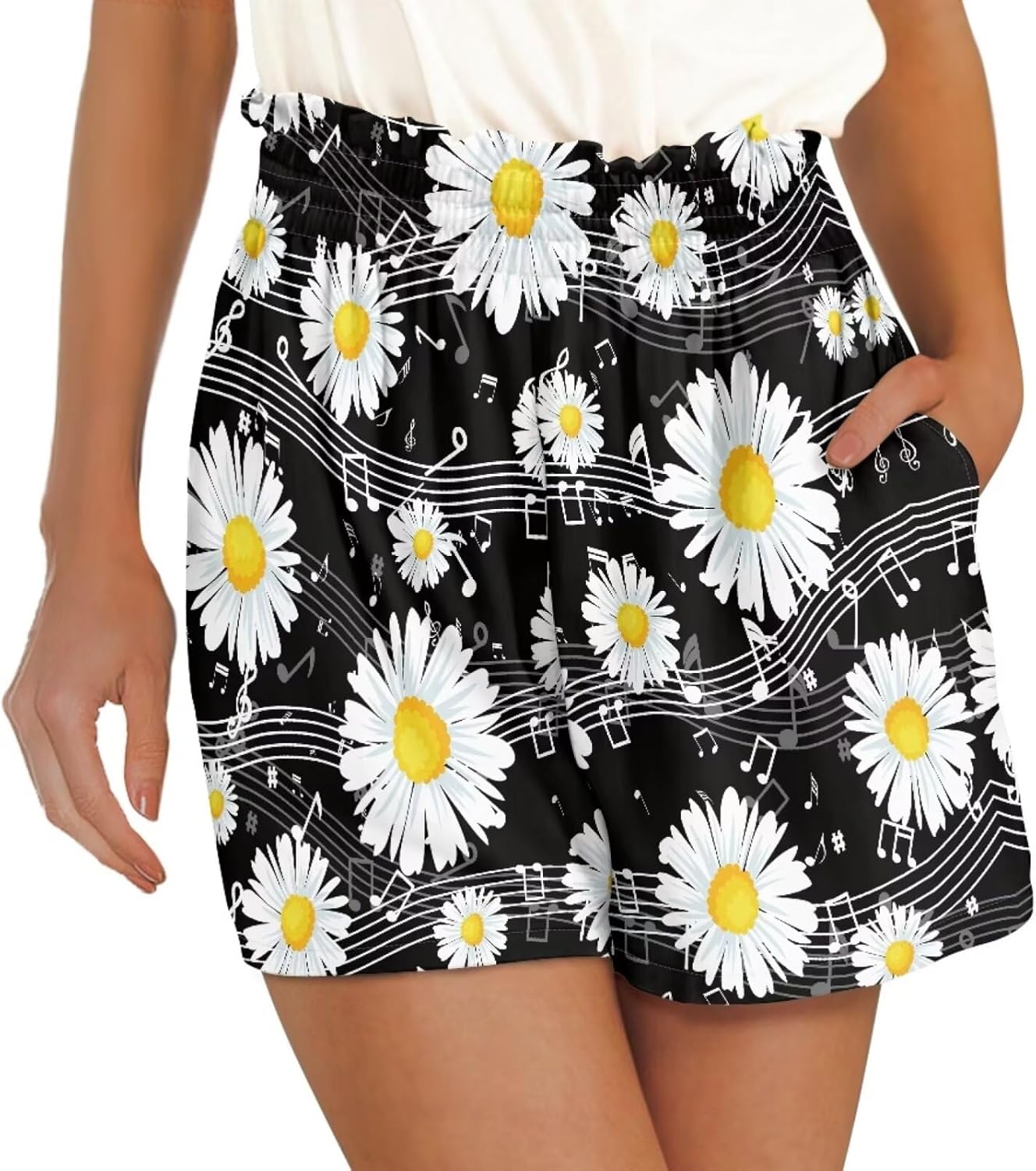 Modysero Shorts for Women Elastic Waisted Summer Loose Shorts with Side Pockets Trendy Casual Beach Shorts for Ladies