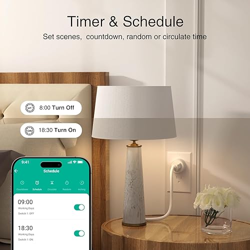 Miniatura 4 de GHome Smart Enchufe, los enchufes inteligentes WiFi funcionan con Alexa y Google Home, temporizador de salida inteligente con control remoto de