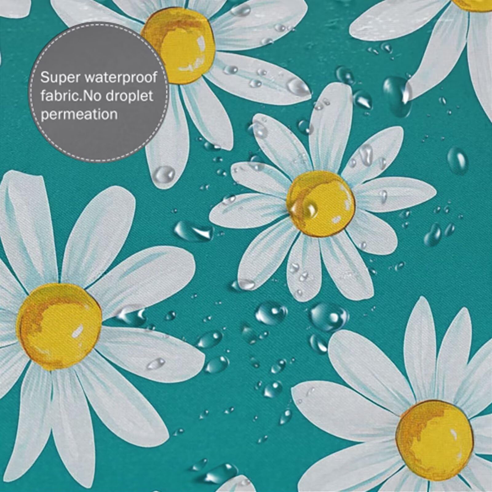 Rideau Douche Fleur Rideau de Douche Anti Moisissure Imperméable Tissu Polyester Shower Curtain avec Ourlet Inférieur Lesté, 12 Crochets Lavable Shower Curtain pour Décor 240 x 180 cm Turquoise 3Y#211