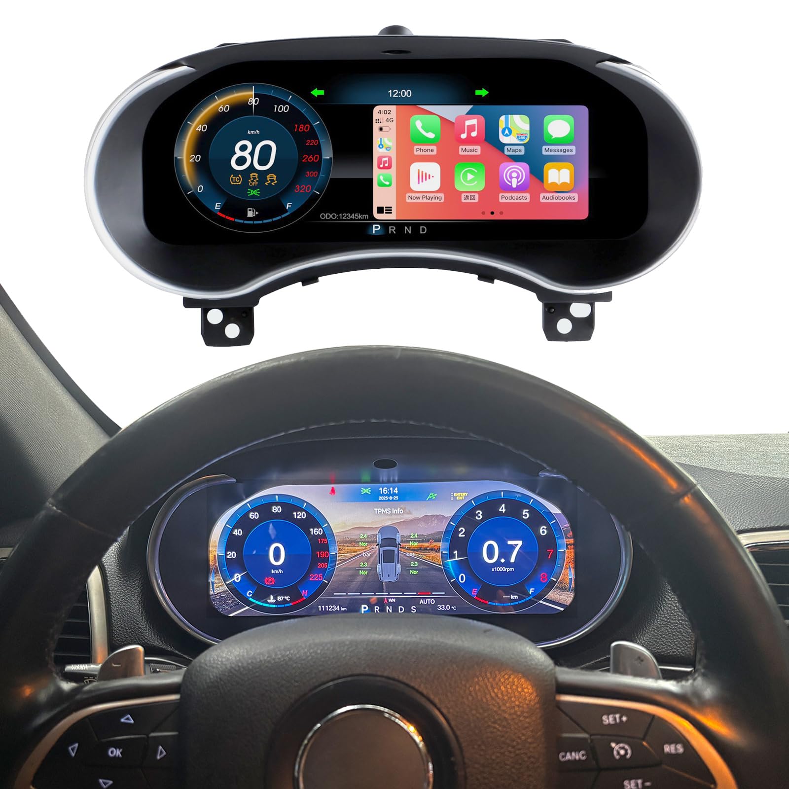 Quadro strumenti digitale da 12,3 pollici per Jeep Grand Cherokee 2014-2020, tachimetro per cruscotto, Carplay Android Auto, LCD