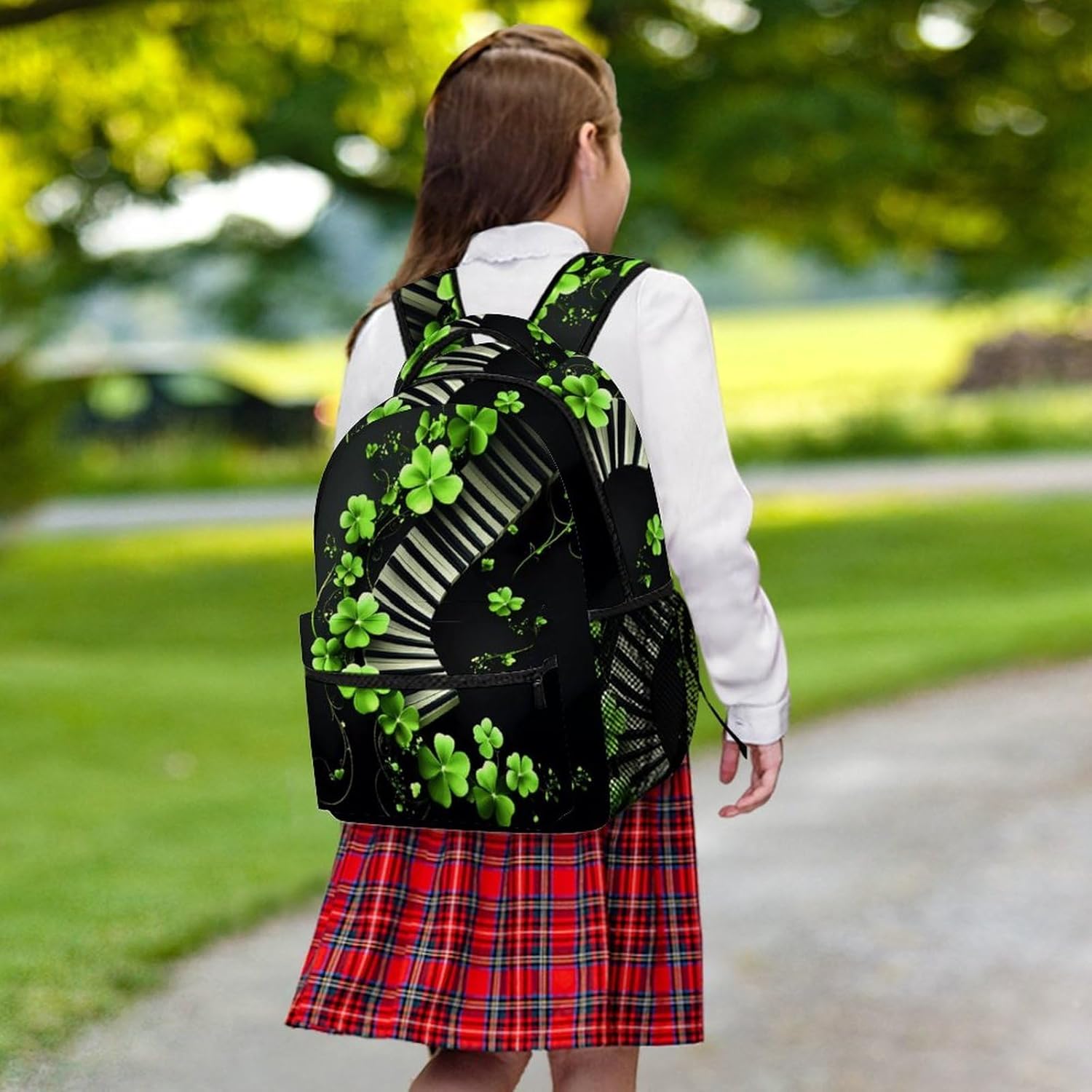 St. Patrick's Green Leaves Piano Laptop Backpack Lightweight Travel Daypack Shoulder Bag for Men Women