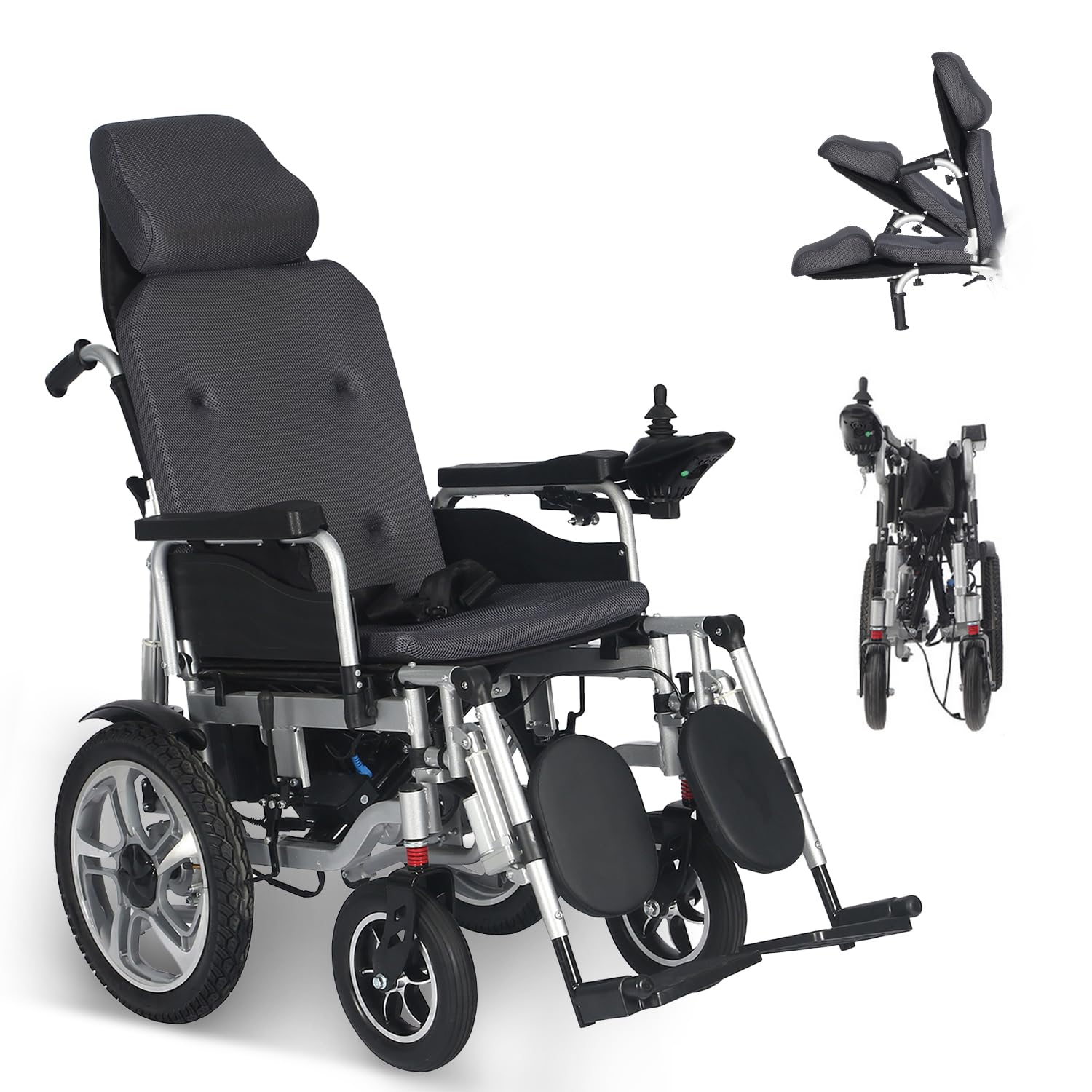 Reclining Electric Wheelchair for Adults,Foldable 500W Motor Power Wheelchair All Terrain Mobility Aid Motorized Wheelchair for Seniors-20 Miles Long Range,Supports 330lbs,Airline Approved