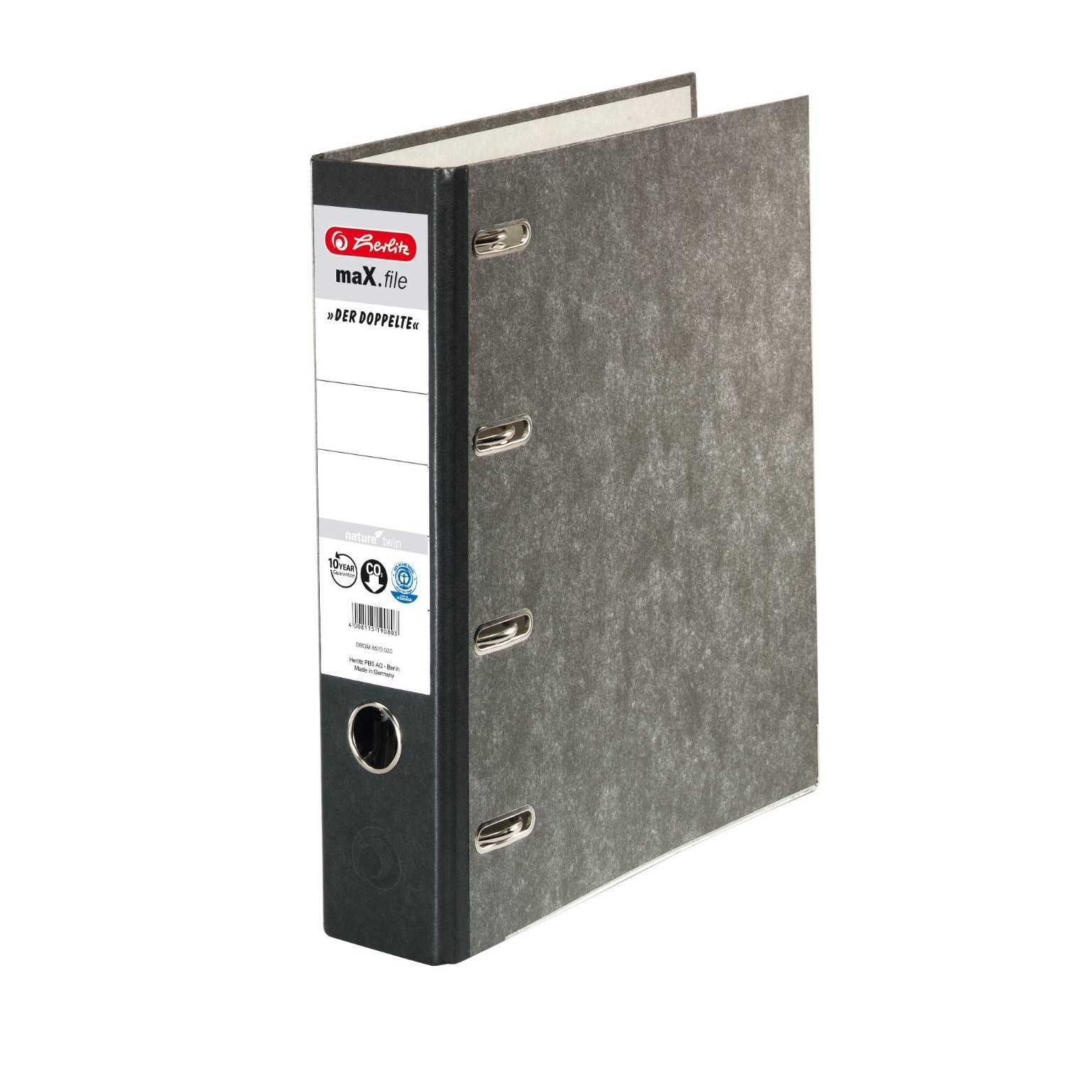 10er Maxi Sparpack herlitz Doppelordner maX.file nature A4 sw 7cm 2xA5 quer Ablage sk Rückenschild (10)