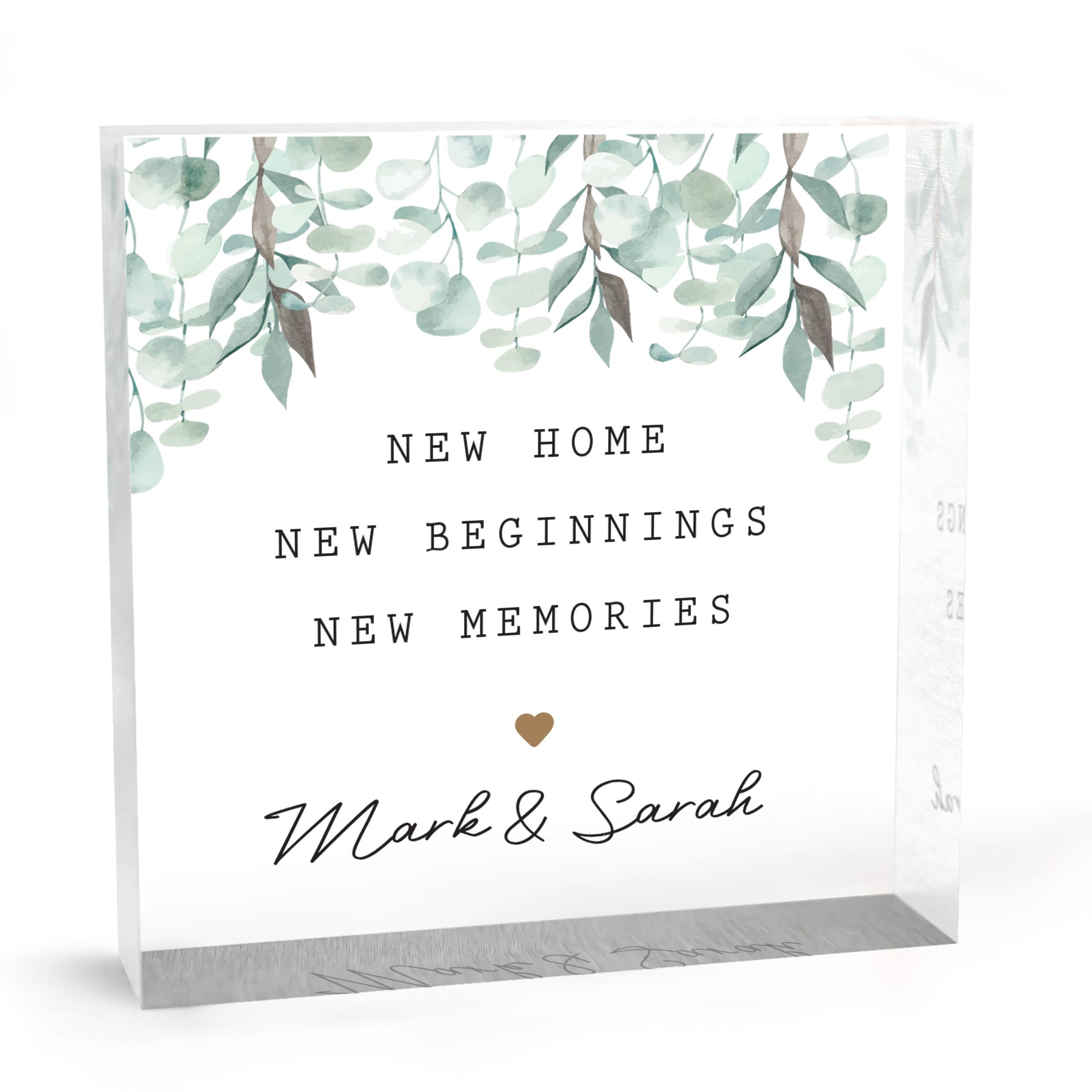 Beecreative Personalised New Home New Beginnings New Memories Gift - New House Gift For Couples - With Grey Bag