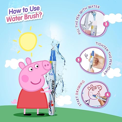 Miniatura 6 de Peppa Pig - Tapete reutilizable para garabatos de agua para niños, tablero de dibujo a color, para niños de 3 años en adelante, para niñas y niños