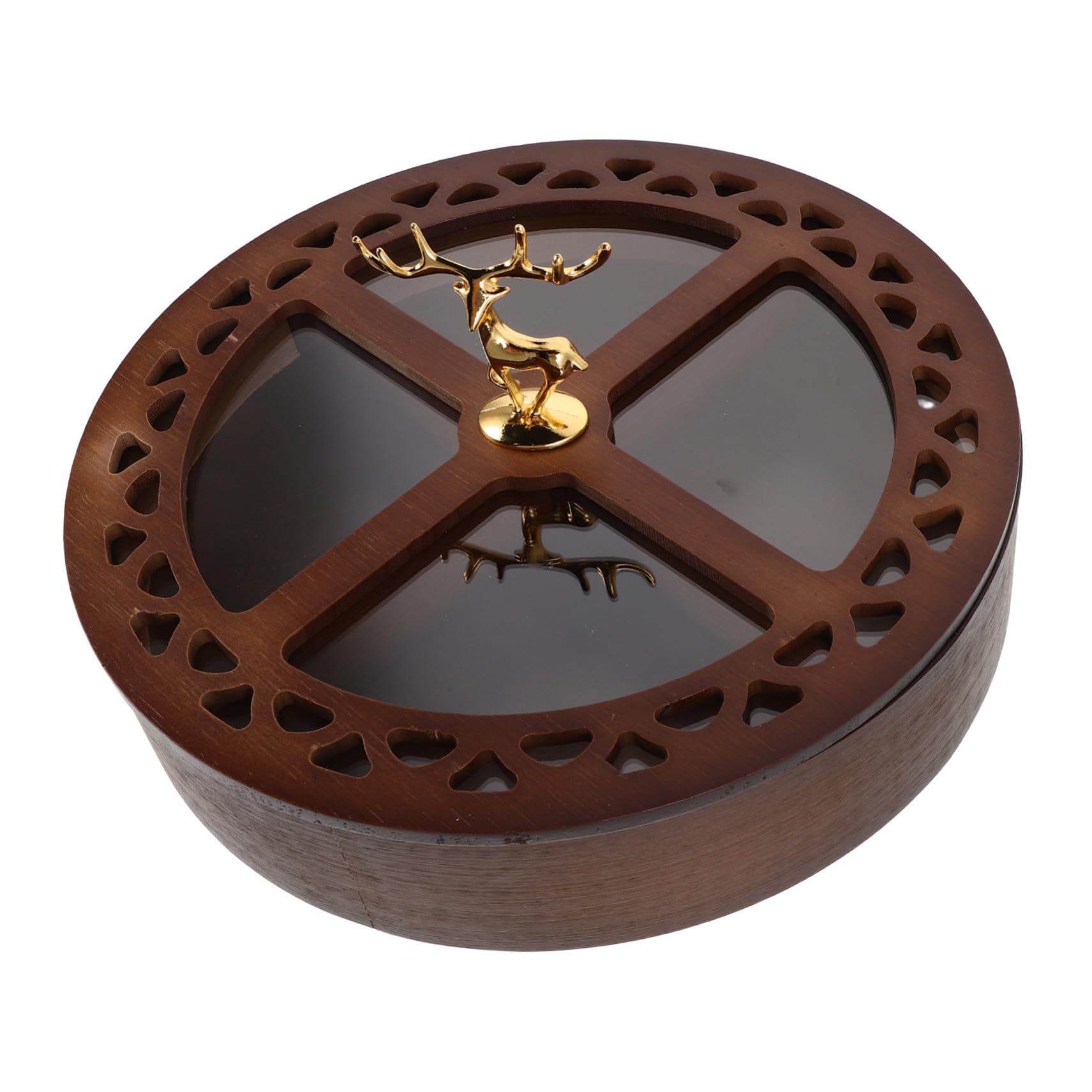 Homoyoyo Plateau à Noix et Fruits Secs avec Couvercle Boîte de Rangement Compartimentée pour Noix et Bonbons Organisateur Alimentaire Rond