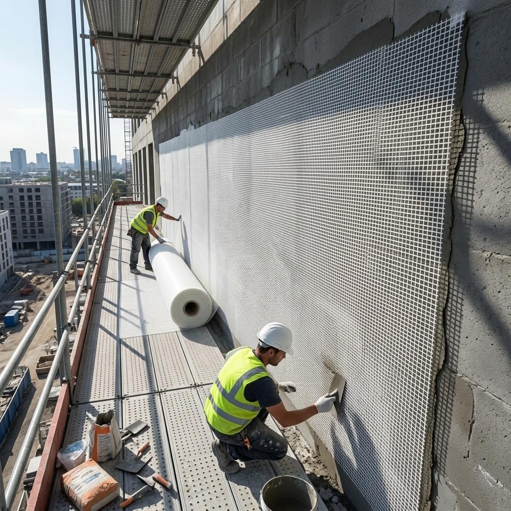 MAKA Rete Porta Intonaco in Fibra di Vetro 1x50 m 78 g/m² Bianca, Rete Anticrepe per Rasature, Intonaci Interni ed Esterni, Consolidamento Superfici e Ristrutturazioni