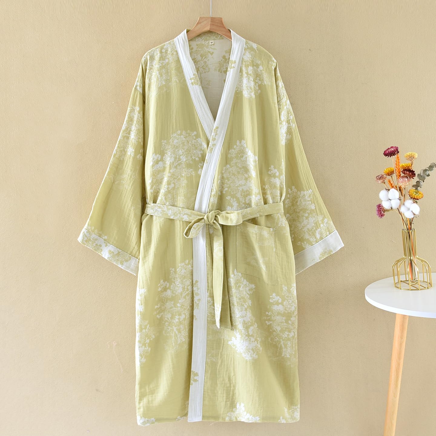 Damskie japońskie kimono, 100% bawełny, gaza żakardowa, lekki szlafrok, yukata, odzież do sauny, odzież domowa