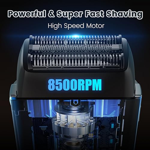 Miniatura 6 de Afeitadora eléctrica de papel de aluminio para hombres, húmedoseco, recargable, pantalla LED, IPX7 impermeable, para afeitadoras facialbarbacabeza