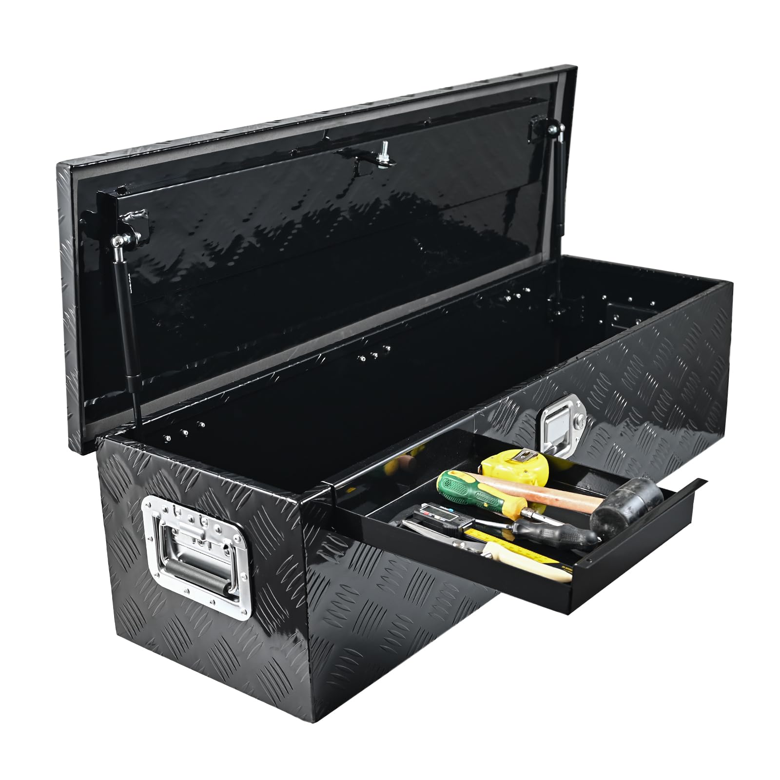 caqeg 39 Inch Aluminum Truck Bed Toolbox with Removable Tray