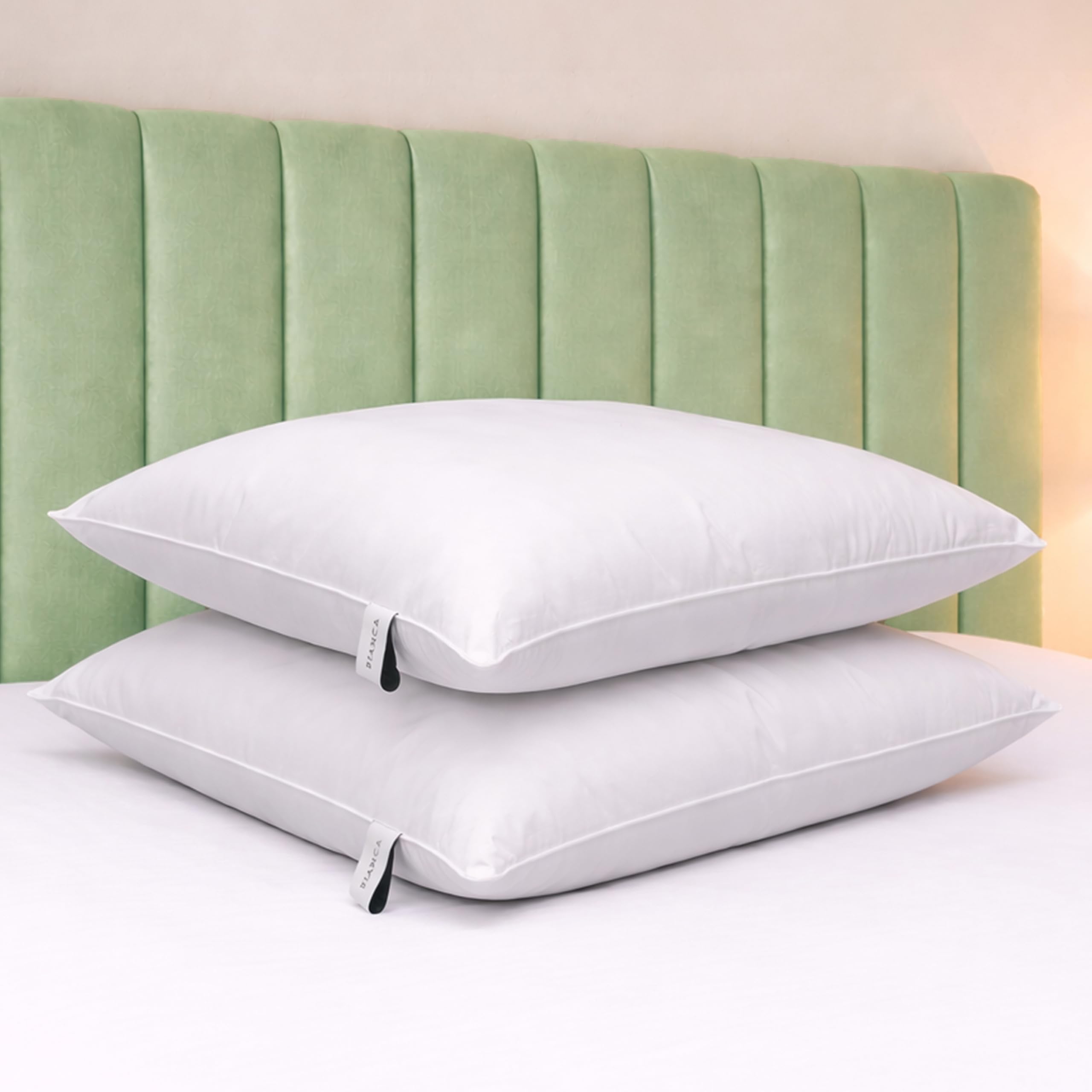 Bianca Fine Linens 180 Thread Count 100% Cotton Anti Allergy Pillow Pair White