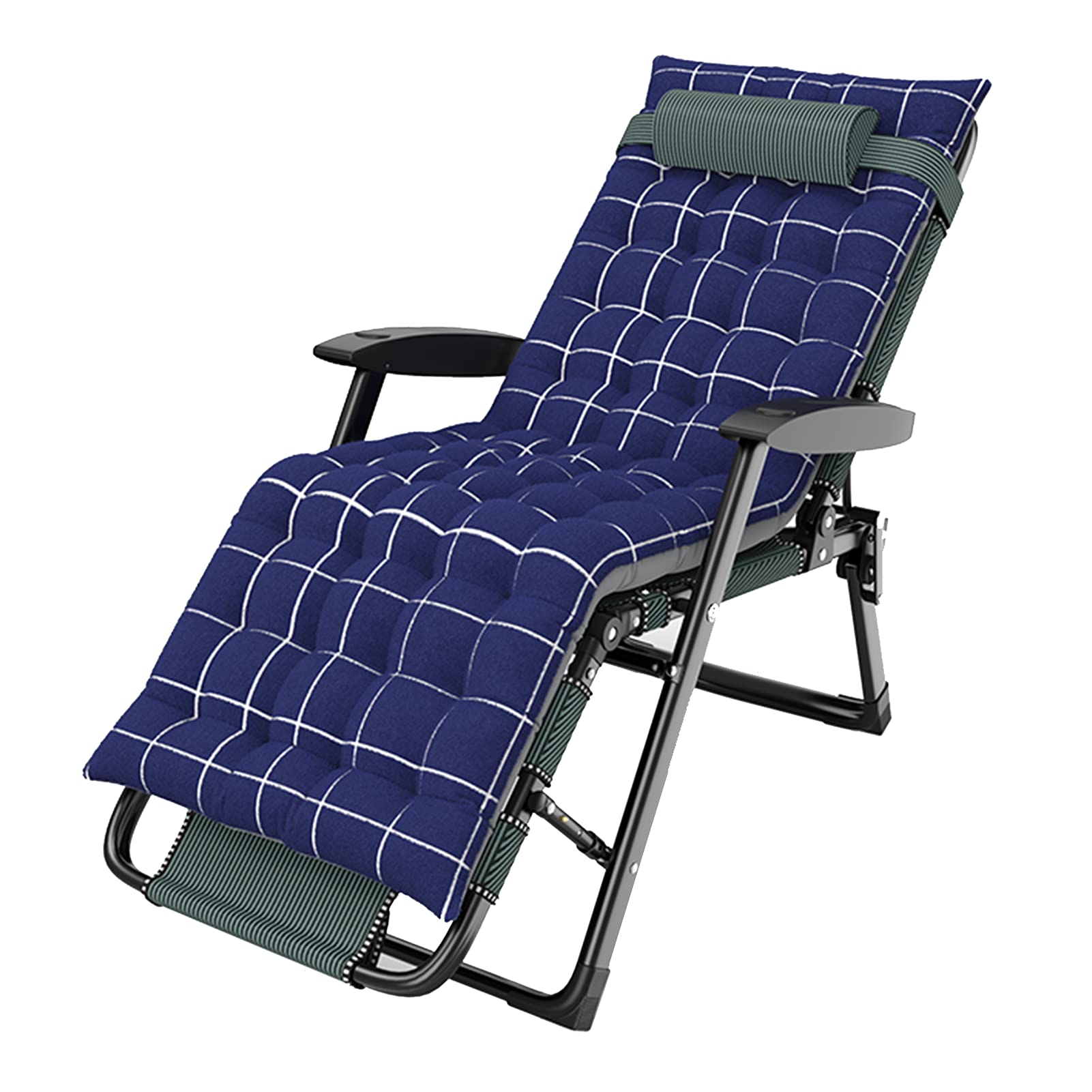 Chaise longue de terrasse pliable avec appui-tête et coussin - 8