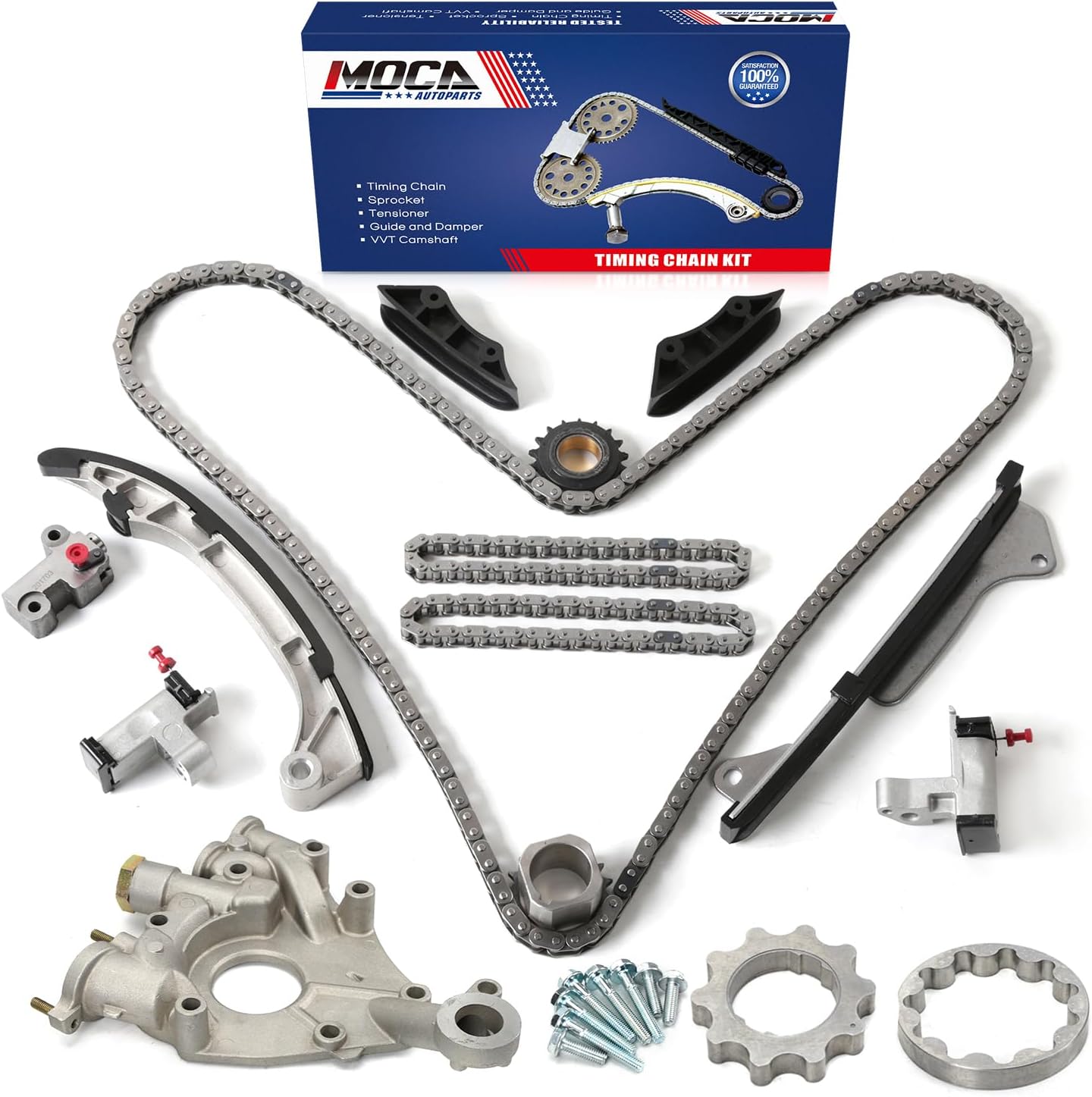 MOCA Timing Chain Kit Oil Pump Fit 07-15 for Lexus ES350 V6 3.5L & 06-15 for Lexus IS250 V6 2.5L & 08-16 for Toyota Highlander V6 3.5L & 07-16 for Toyota Sienna V6 3.5L