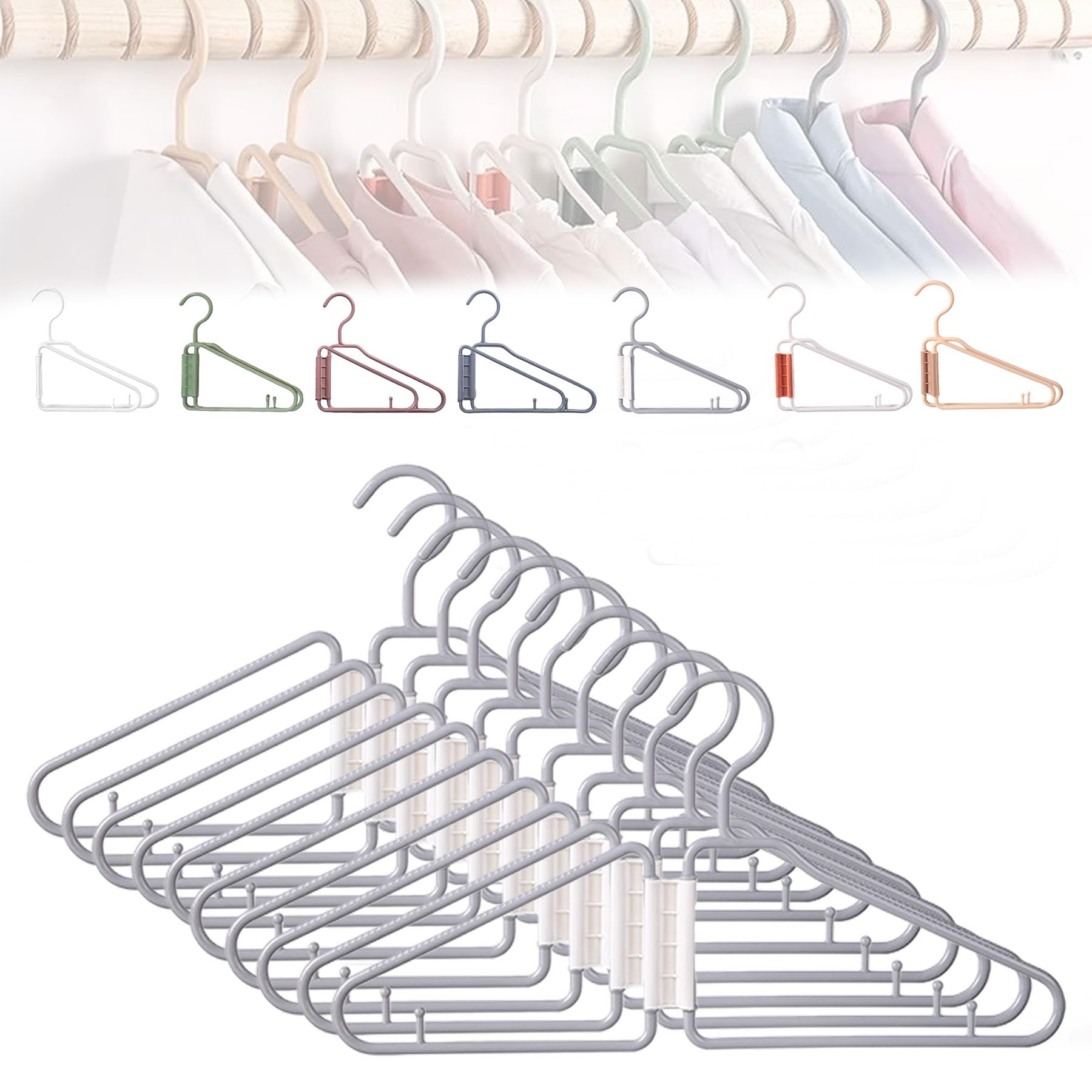 Paquete de 12 perchas plegables portátiles de plástico ligeras que ahorran espacio para ropa de viaje, armario, baño y lavandería (blanco)