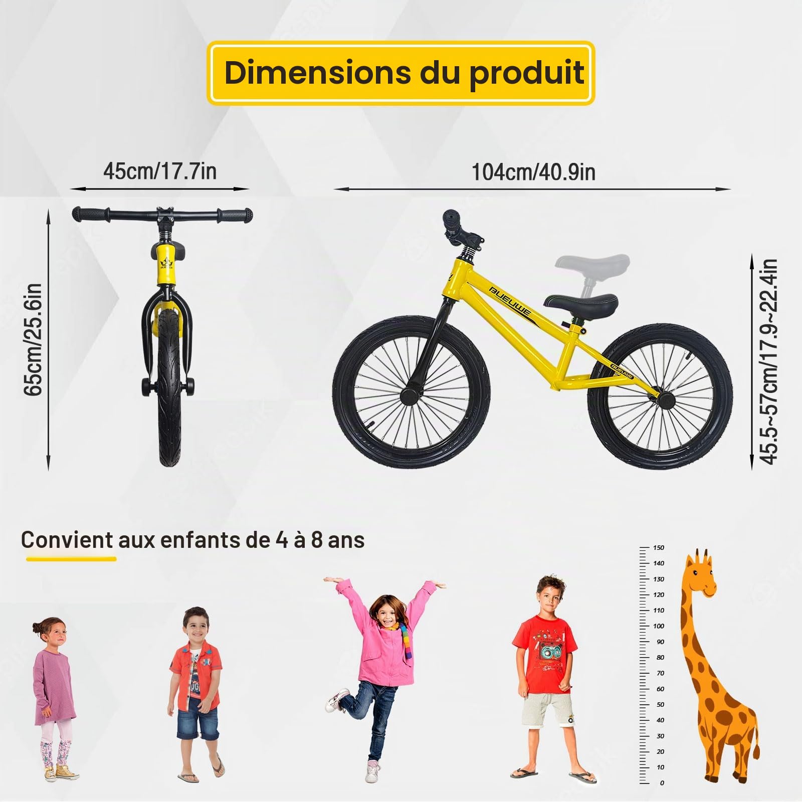 Draisienne 3 Ans et 4 5 6 7 Ans, Vélo sans Pédales pour Enfant de Jusqu'à 40 Kg, 16 Pouces Pneus en Caoutchouc, Siège Réglable, Cadeau de d'anniversaire pour Filles et Garçons