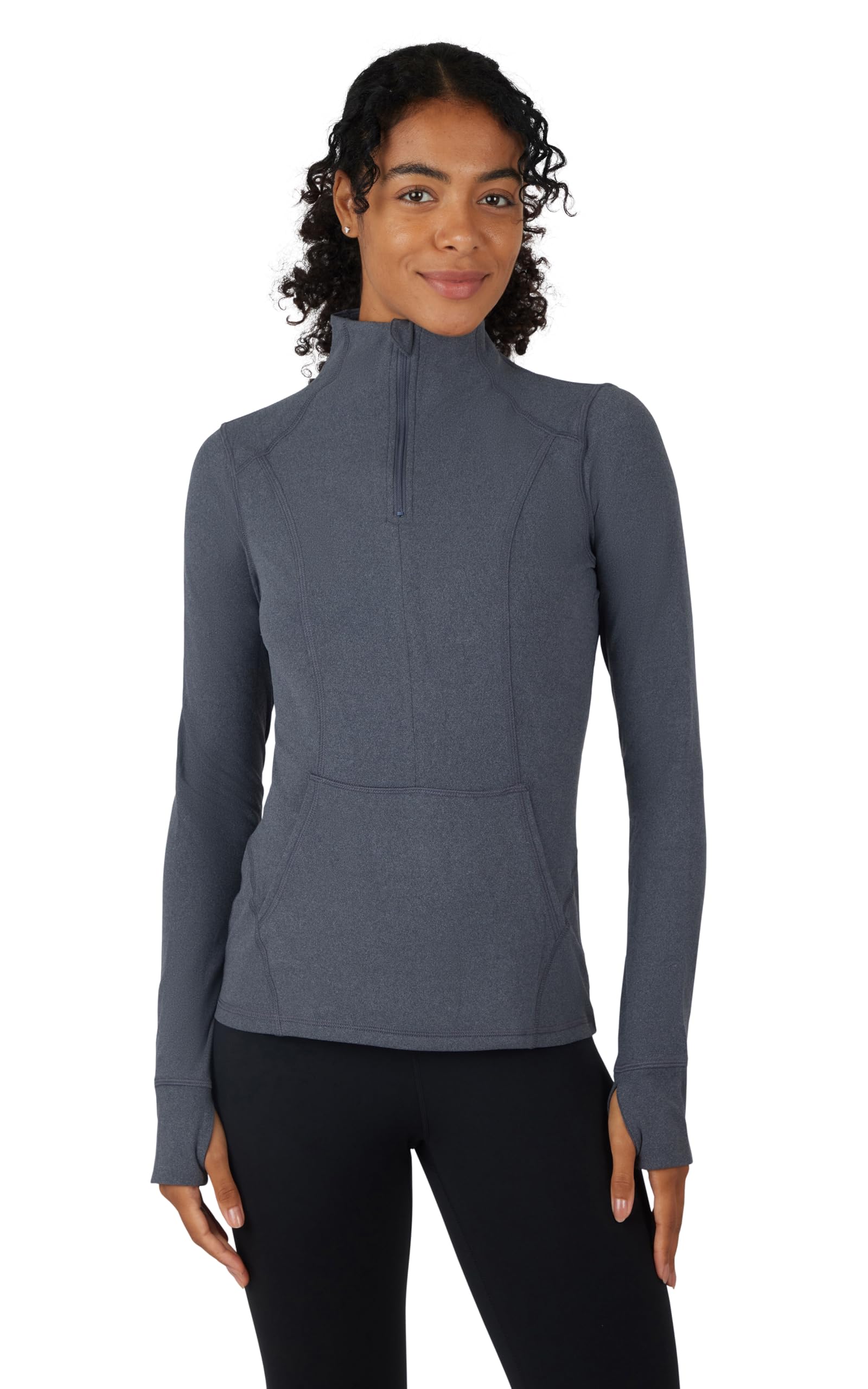 Yogalicious Half Zip Lightweight Workout Long Sleeve Athletic Jacket with Front Pockets and Thumbholes