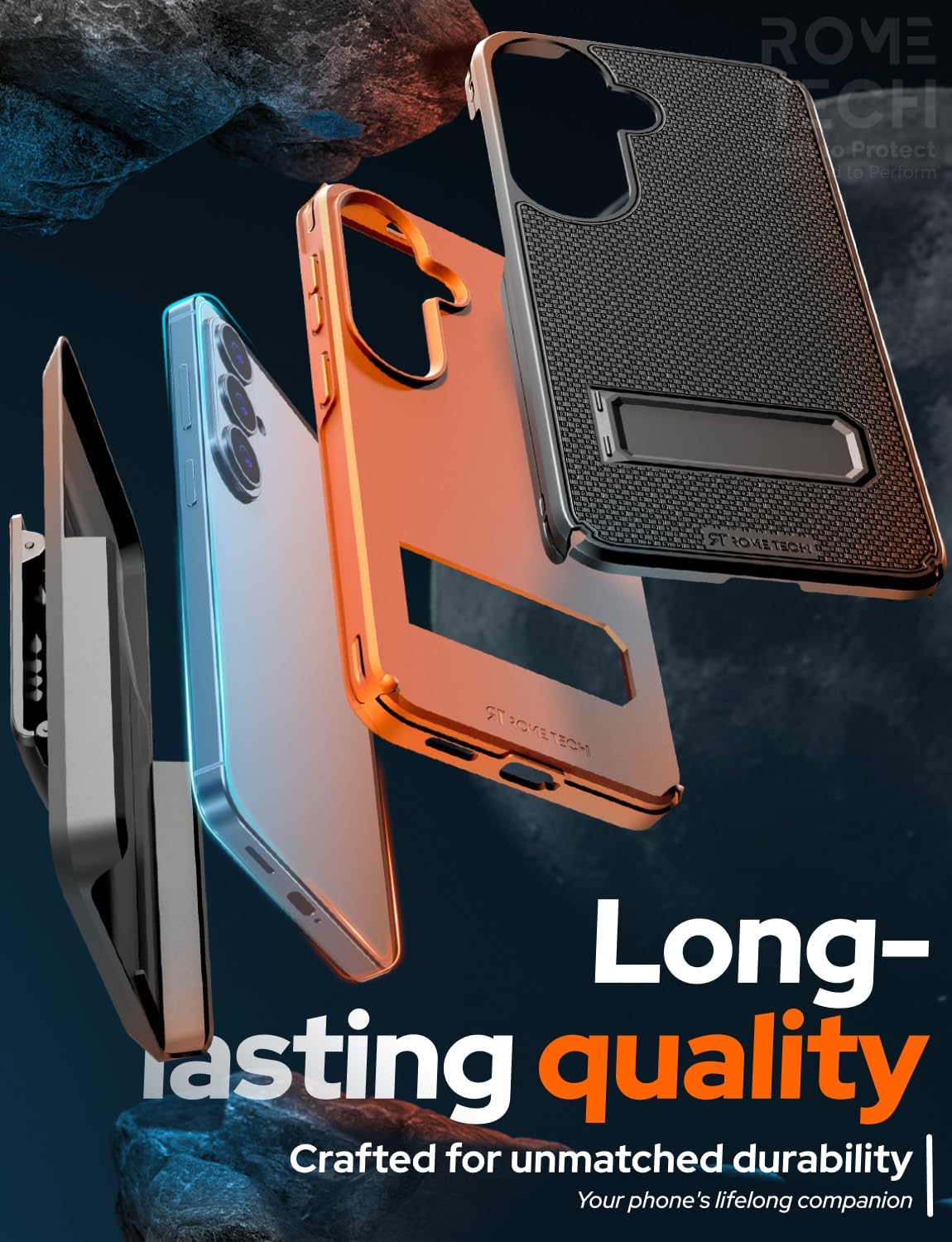 Designed for Samsung Galaxy S26 Plus Case with Belt Clip Holster - Compatible with MagSafe Magnetic Heavy Duty Phone Cover with Kickstand - Black & Orange
