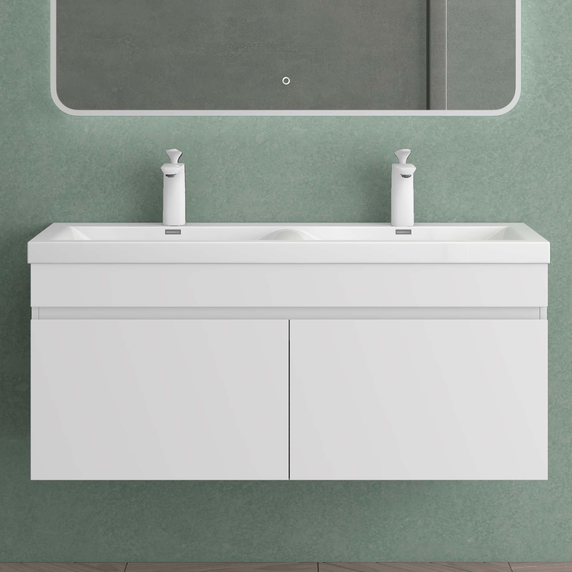 Mobile Bagno Sospeso 120 Cm Con Lavabo In Marmoresina - 4 Cassetti Soft Close - Foto 9