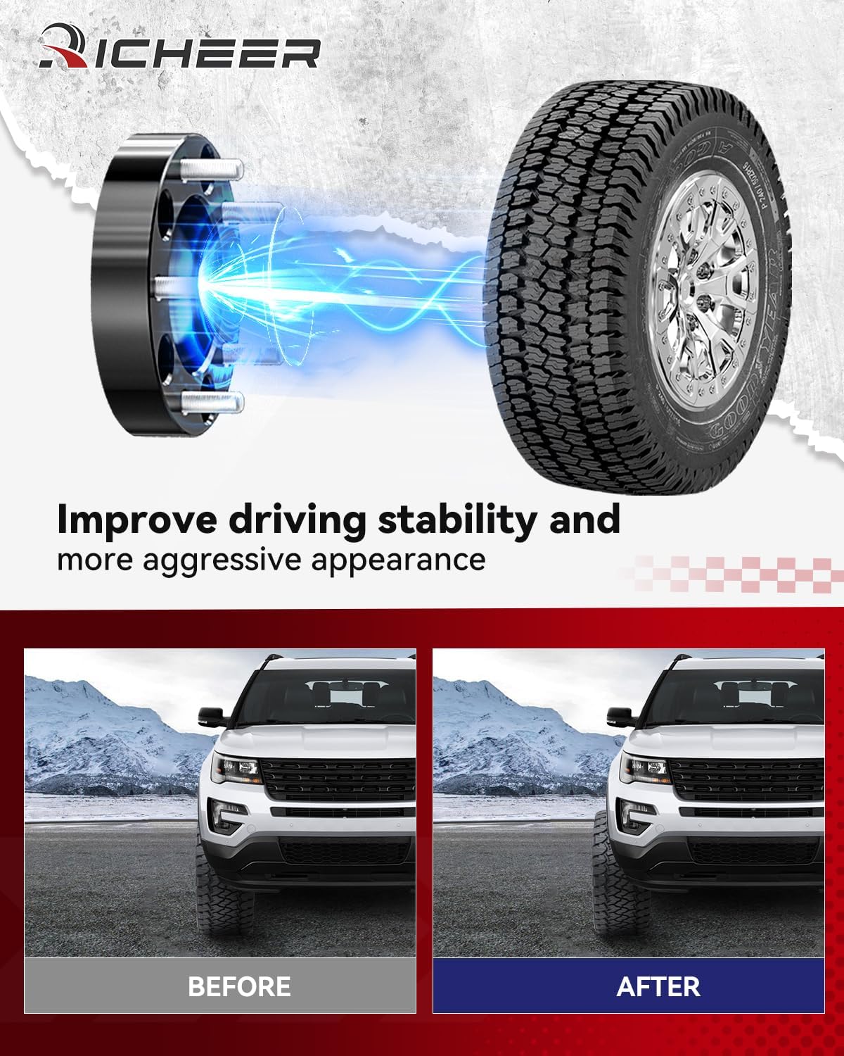 Richeer 1.5 inch 5x5.5 to 5x5 Wheel Spacers Adapters for JK WK WJ XK Wheels on Ram 1500 Bronco E-150 Econoline F-150, 4PCS Wheel Adapter with 1/2 Studs Changed Bolts Pattern Adapter